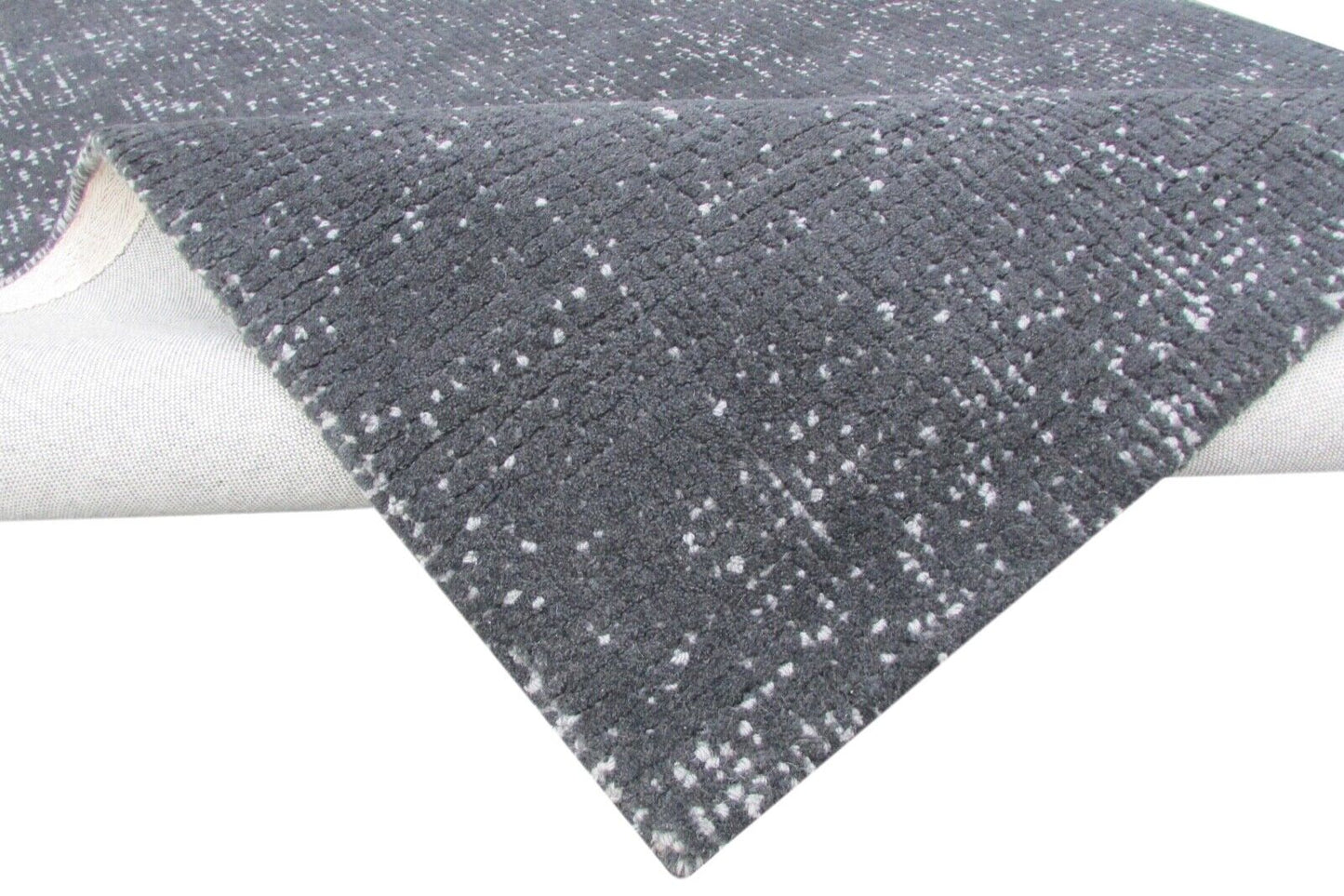 Teppich 100% Wolle Schwarz Grau 160X230 cm Wohnzimmer Design Handgetuftet T792