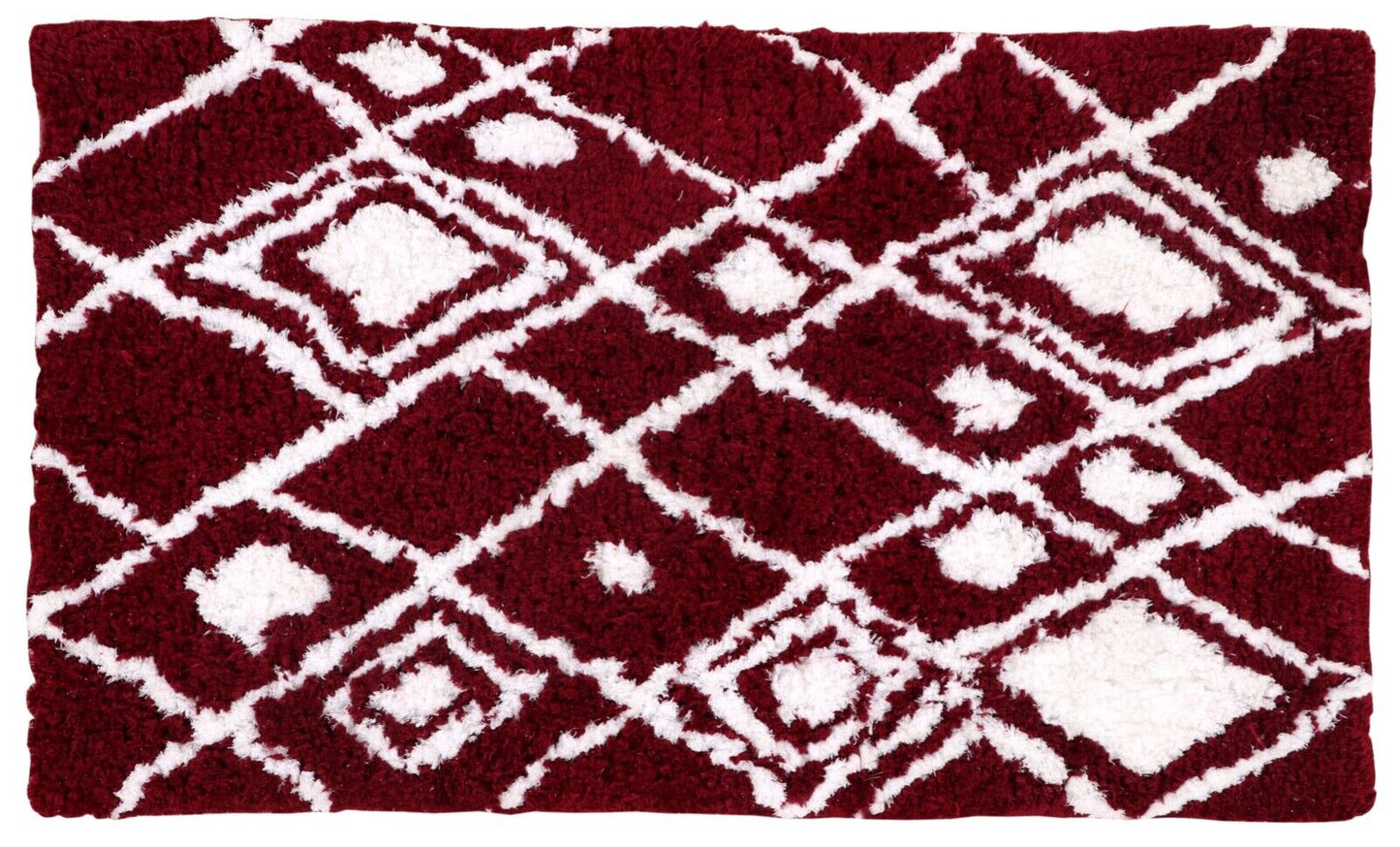 Teppich Rot Weiß Orientteppich 90X160 CM Handarbeit 100% Polyester