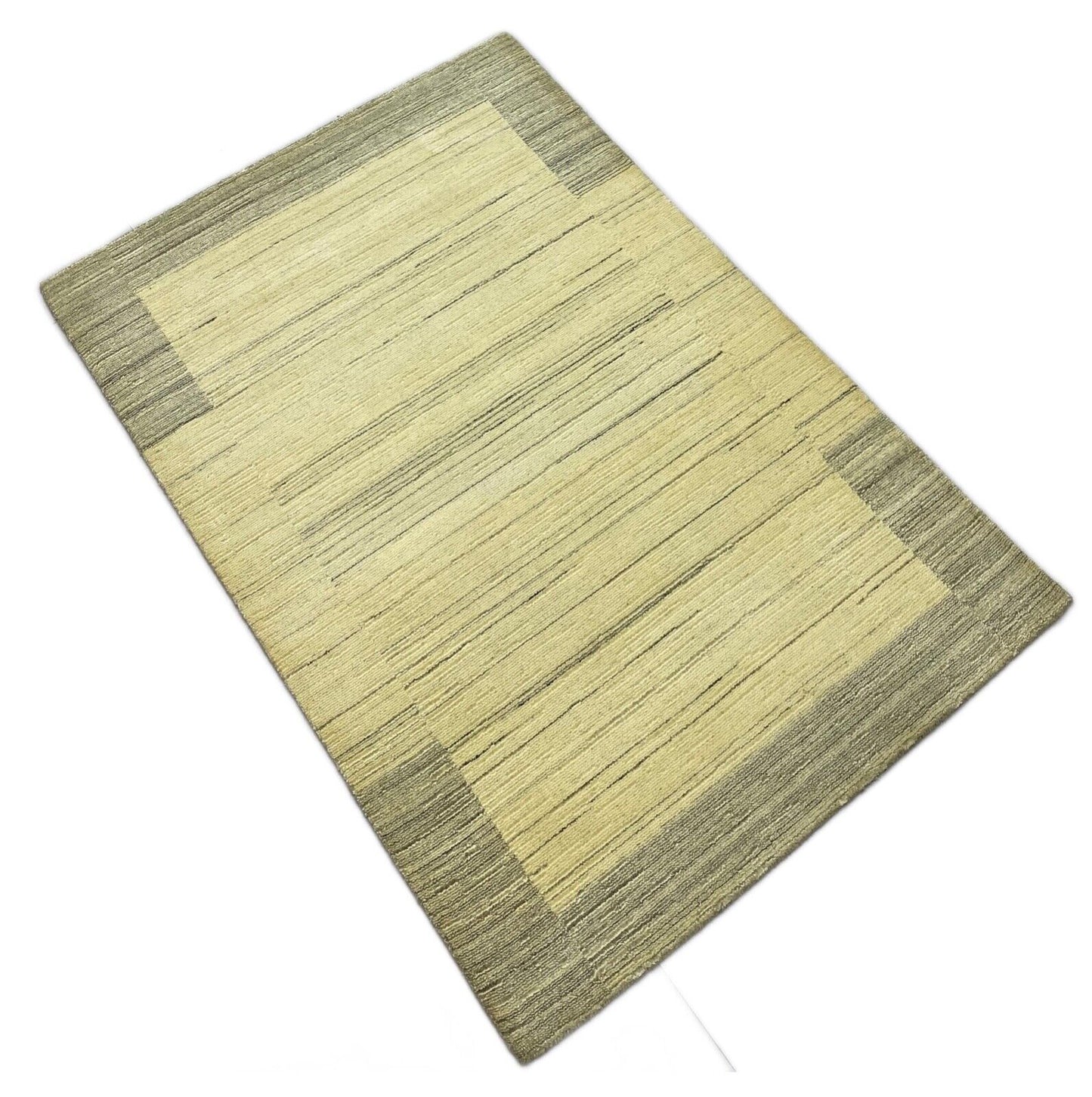 Teppich Gabbeh Beige Grau Wolle Viskose loom lori Handgewebt 120x178 cm S17