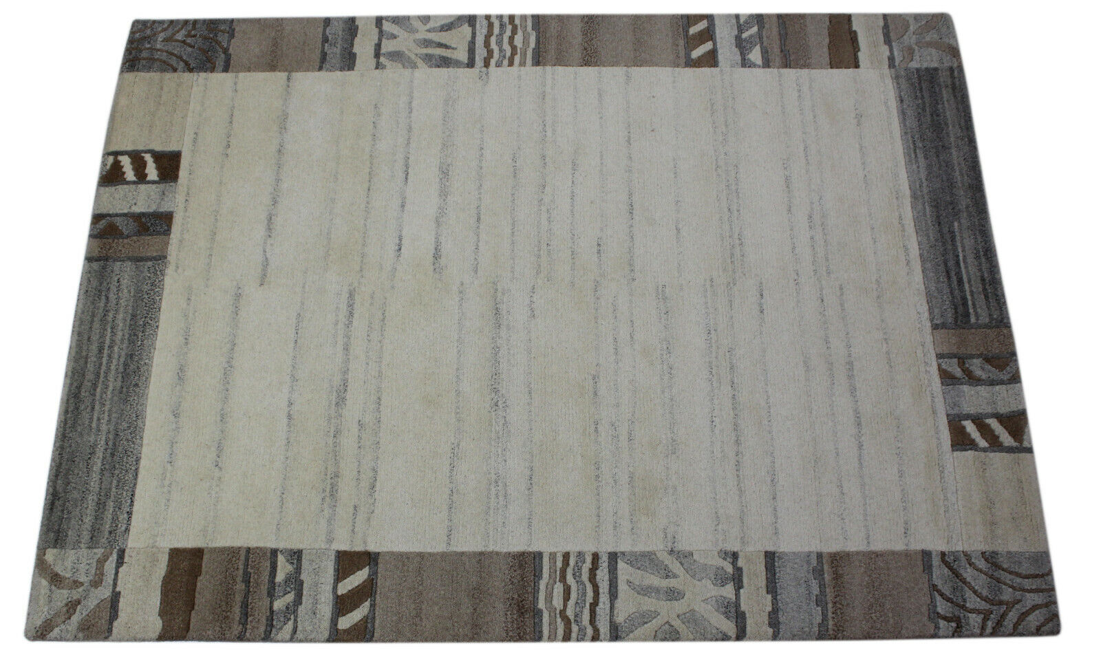 Nepal Teppich Handgeknüpft Braun Grau 100% Wolle Orientteppich 163x223 cm N6