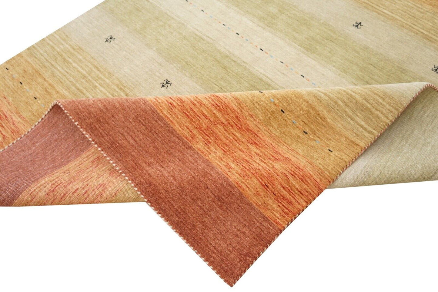 Gabbeh Teppich Rot Gold Beige 100% Wolle 170x240 cm Handgewebt Orient Lr743