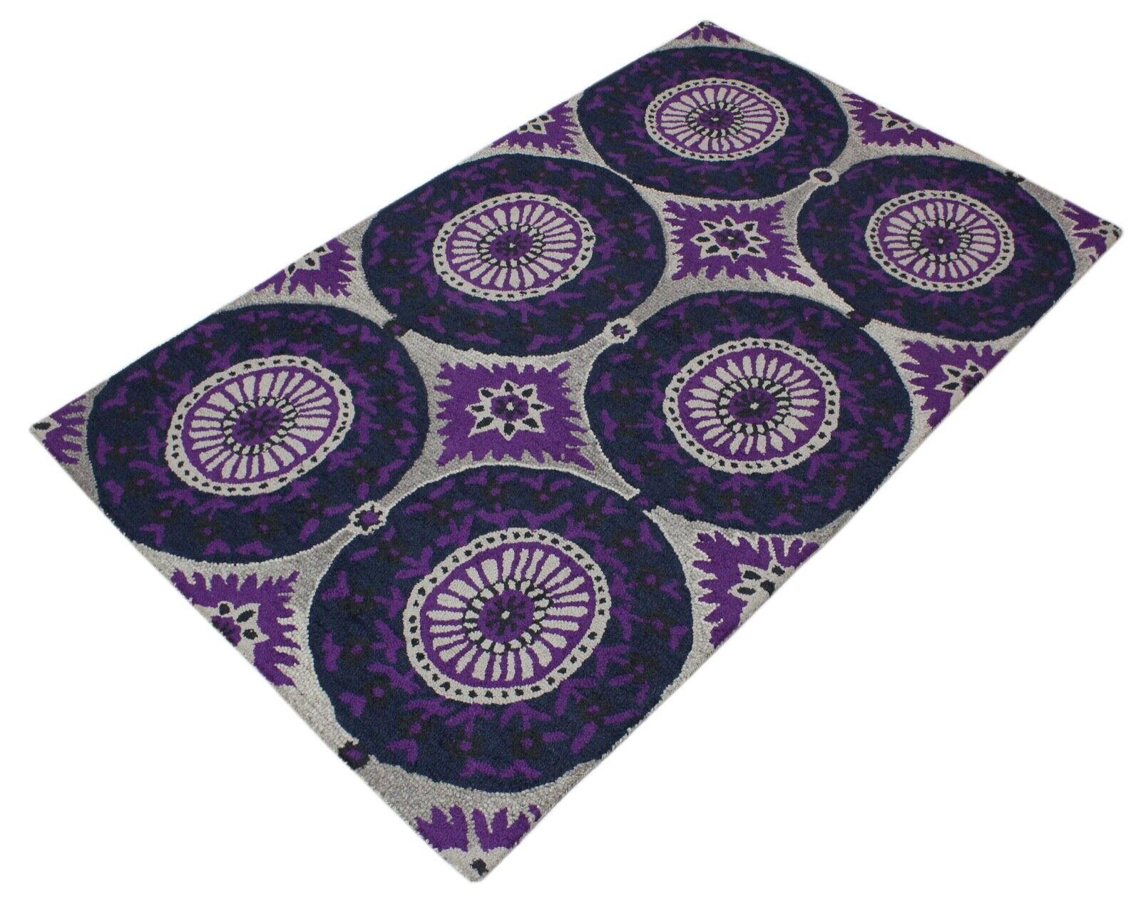 Teppich 100% Wolle Lila Beige Orientteppich 150X240 cm Handgetuftet MH955