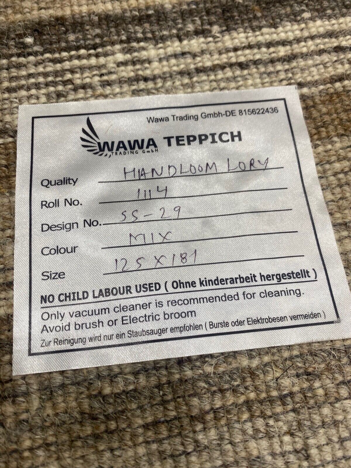 Teppich Gabbeh Beige Braun Grün 100% Wolle loom lori Handgewebt 125x180 cm S29