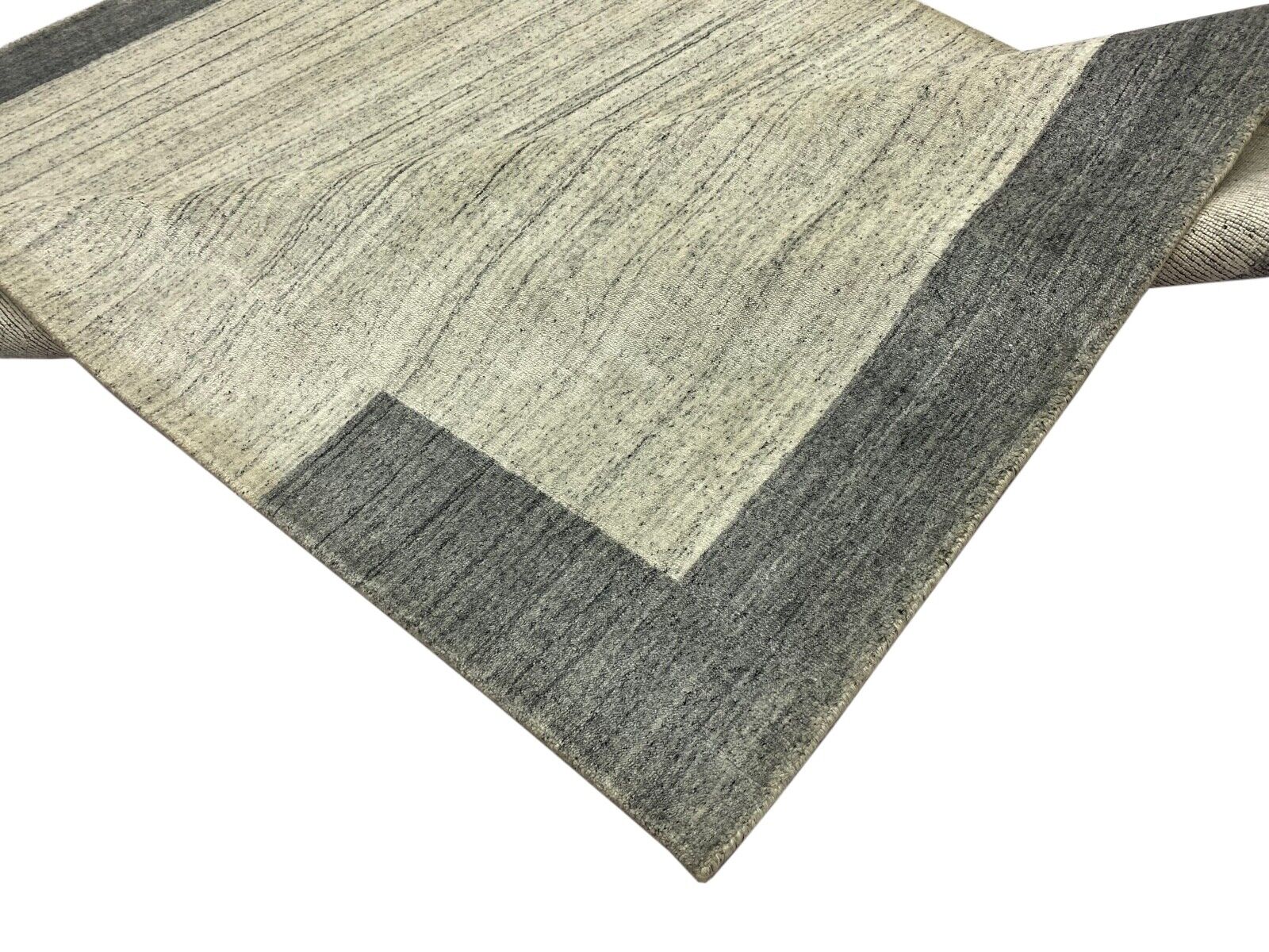 Teppich 100% Wolle Grau Silber Gabbeh lori Handgewebt 125x175 cm dp Garn S92