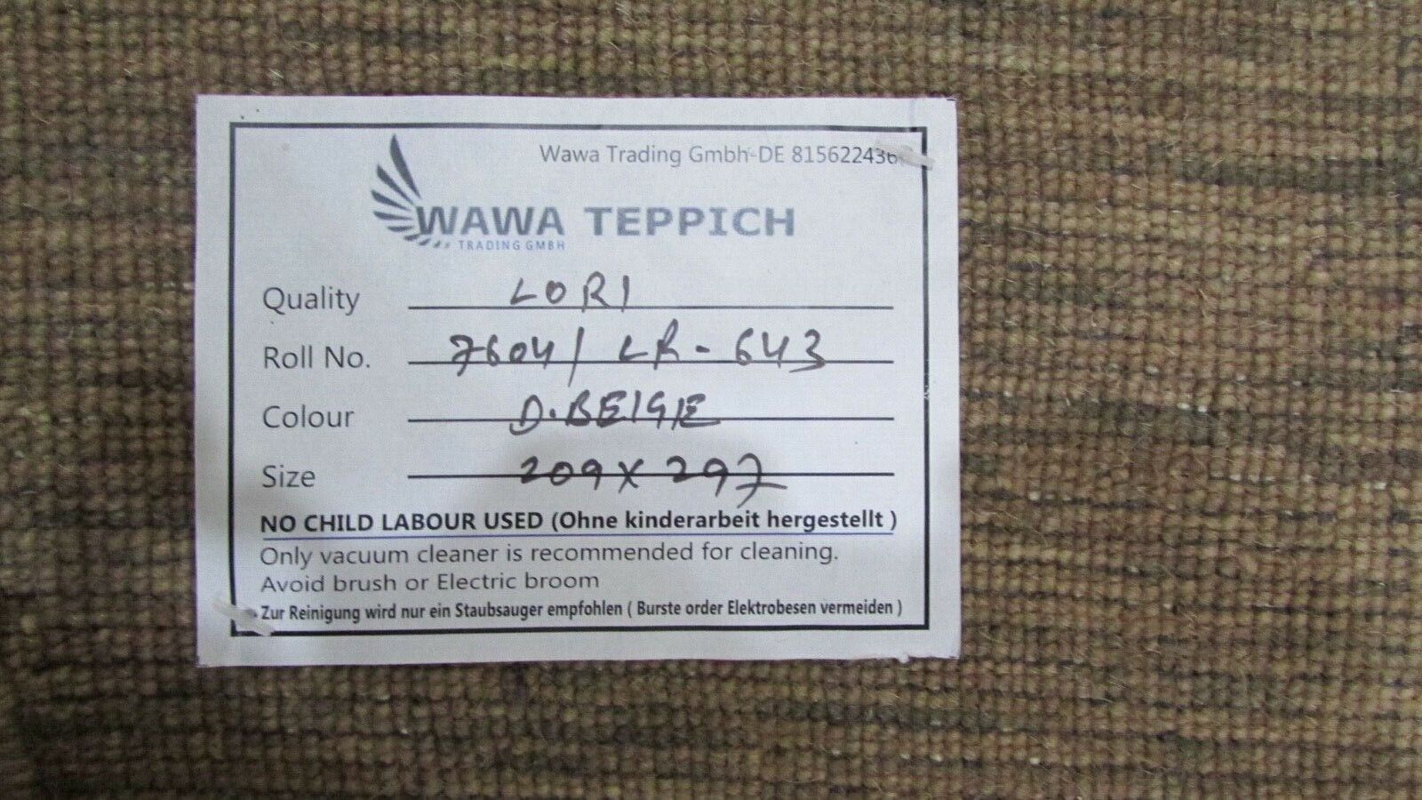 Tappeto Gabbeh Beige Scuro 100% Lana 200x300 cm Tessuto a Mano Orientale Lr642