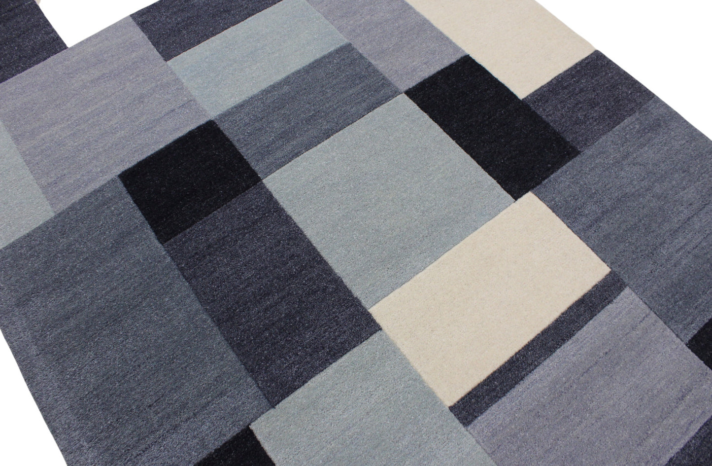 Teppich 100% Wolle HellBlau Beige 160X230 cm Orientteppich Handgetuftet HT234