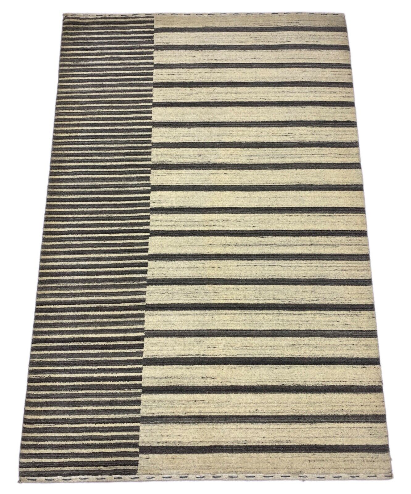 Gabbeh Teppich 100% Wolle Grau Beige loom lori Handgewebt 125x185 cm S139
