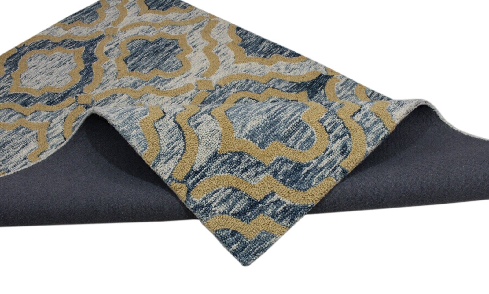 Teppich 100% Wolle Gelb Beige Blau Orientteppich 150X240 cm Handgetuftet MH930