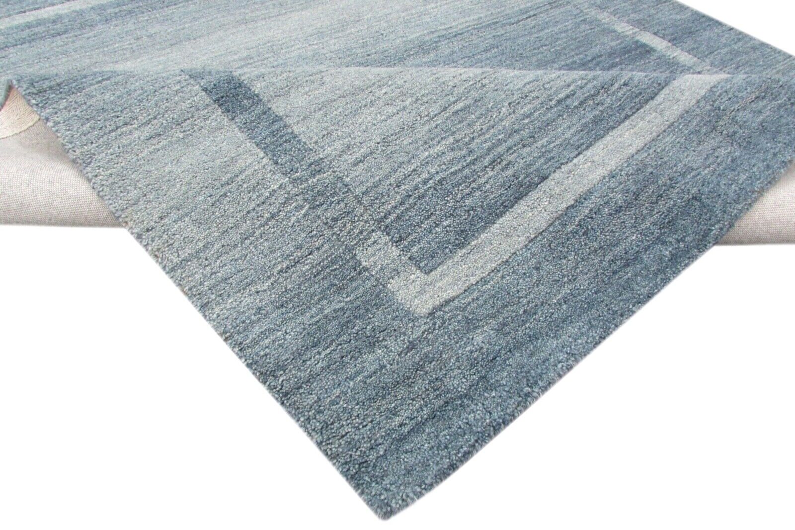 Teppich 100% Wolle Blau Grau hell lila 155X180 cm Handarbeit Loom T885