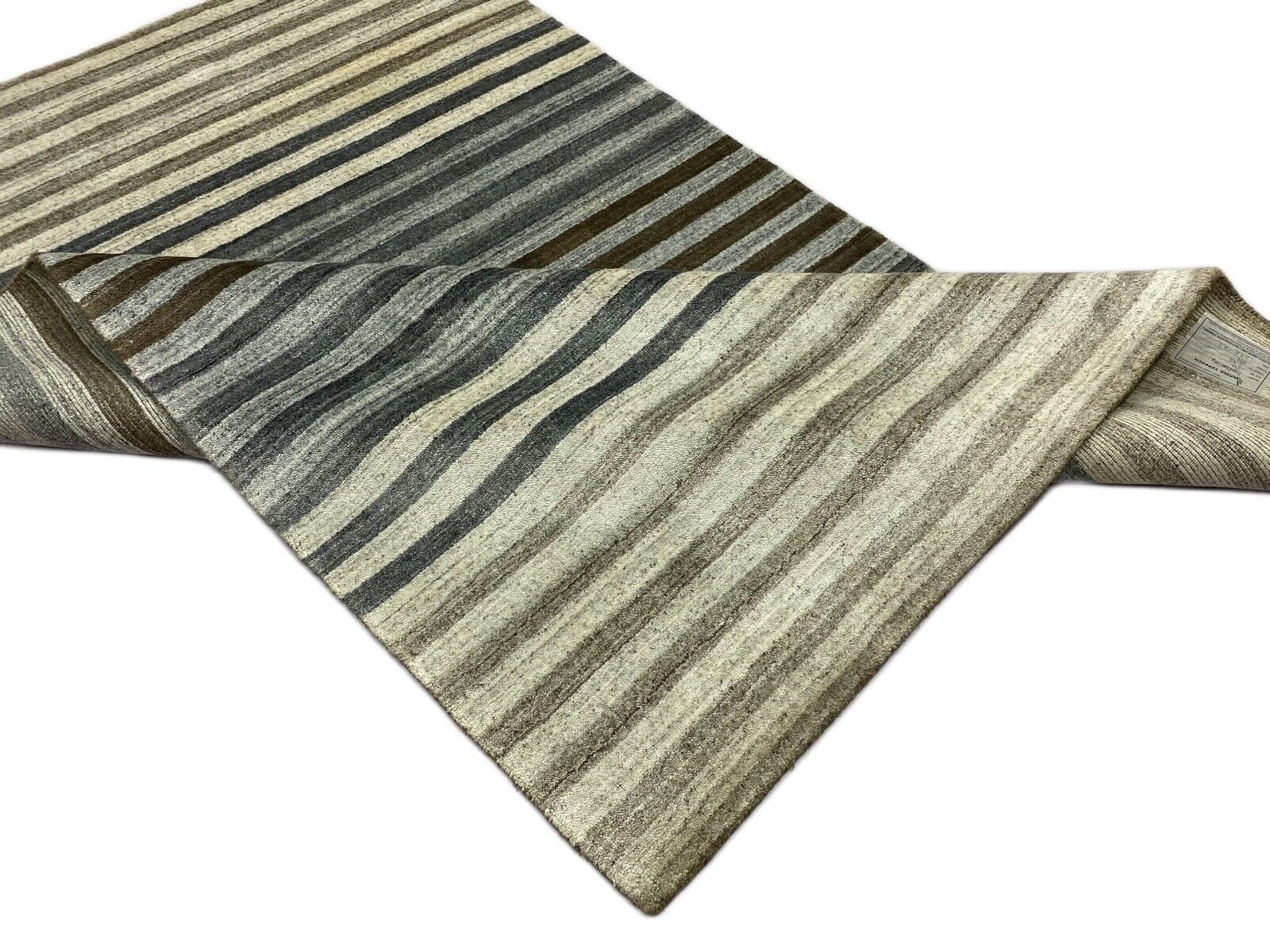 Teppich 100% Wolle Grau Silber Braun loom lori Handgewebt 120x180 cm dp Garn S45