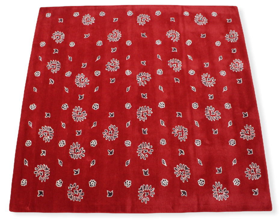 Rot Teppich 200X200 CM 100% Wolle Handarbeit Designer Orientteppich WT2