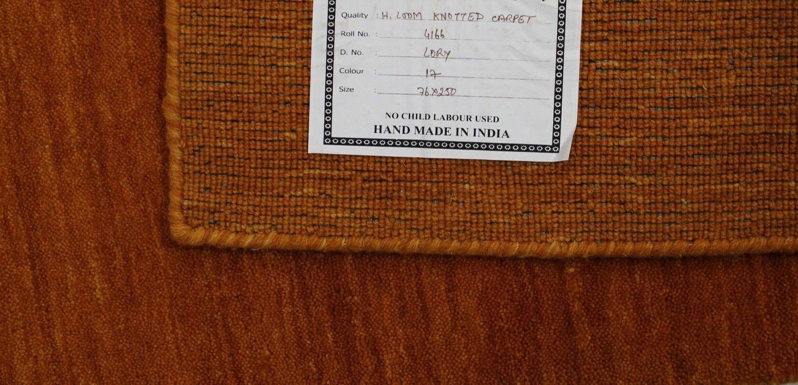 Gold Brücke 100% Wolle 75X250 cm Handgewebter Orange Teppich Orientteppich C17