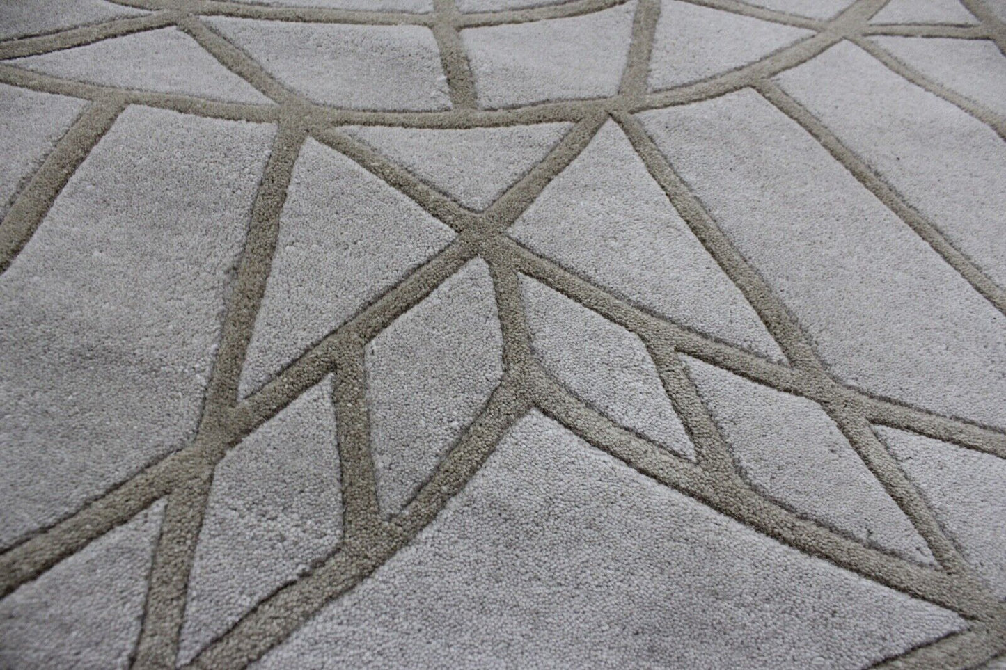 Teppich 100% Wolle Grau Modern Wohnzimmer Beige 200X200 CM Handgetuftet WT3