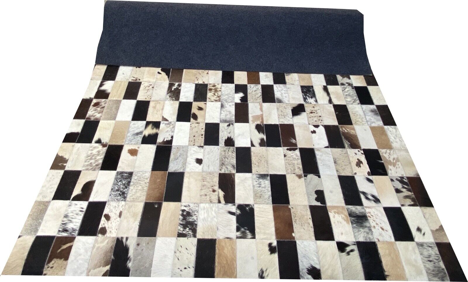 Χαλί από γνήσιο δέρμα 160x230 εκ. 100% δέρμα αγελάδας, ιβουάρ καφέ μπεζ, patchwork L1