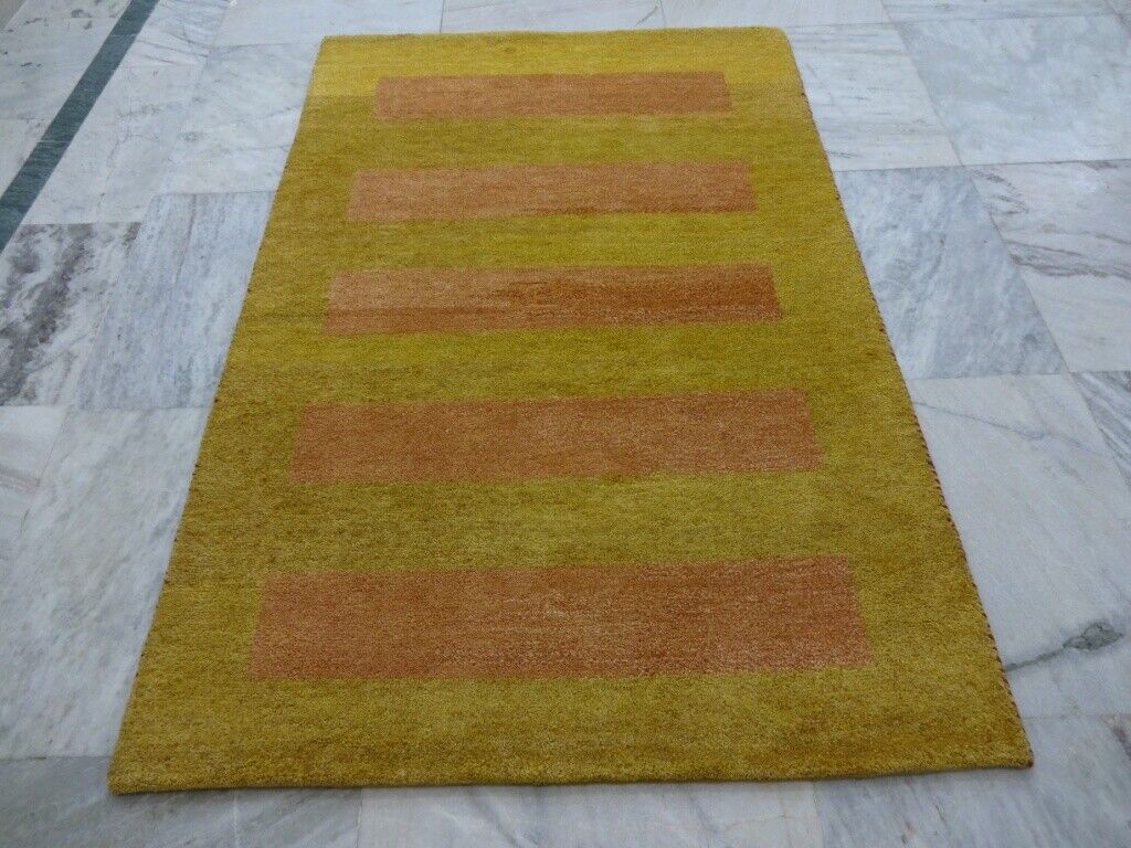 Gabbeh Teppich Handgeknüpft 100% Wolle Gold Orientteppich 122X183 CM M48