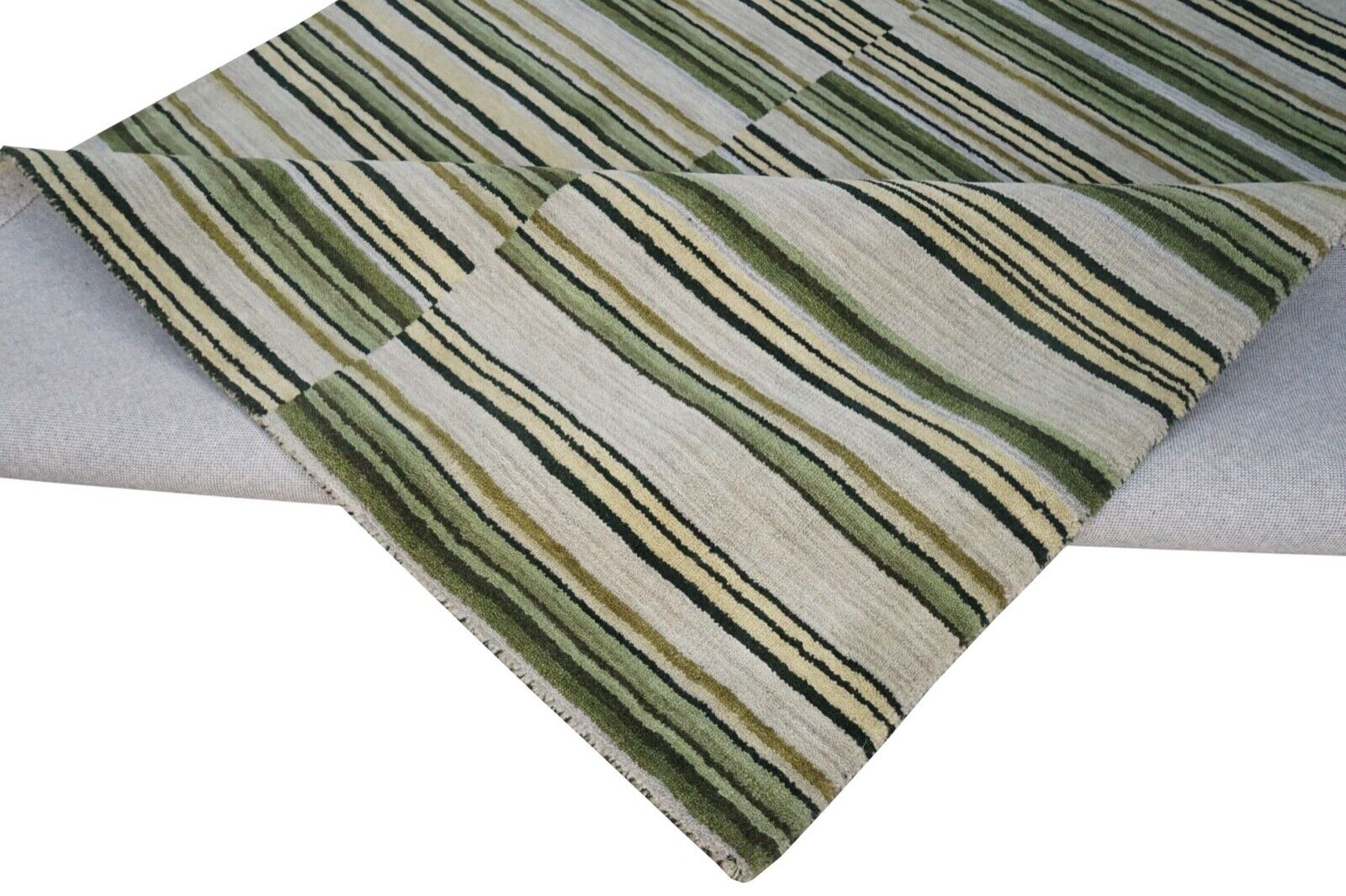 Teppich 100% Wolle Grün Beige 160X230 cm Orientteppich Handgetuftet HT419