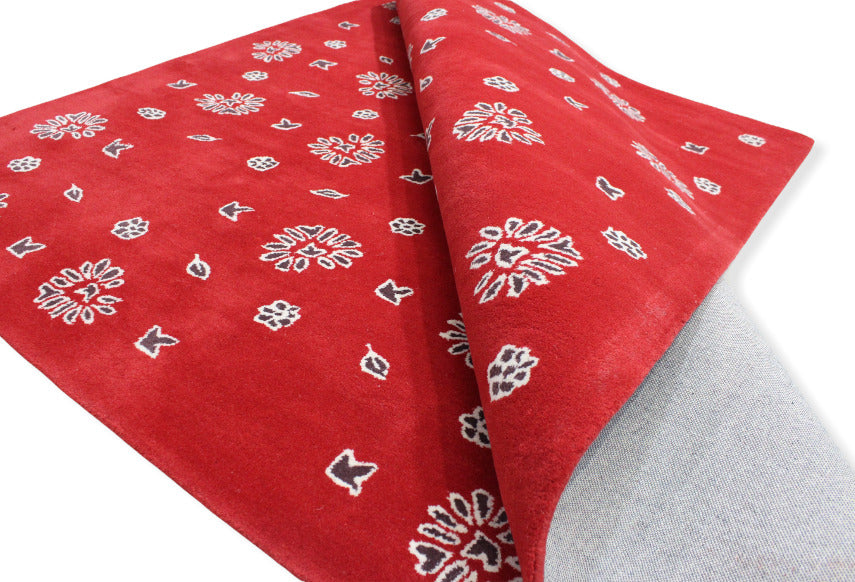 Rot Teppich 200X200 CM 100% Wolle Handarbeit Designer Orientteppich WT2