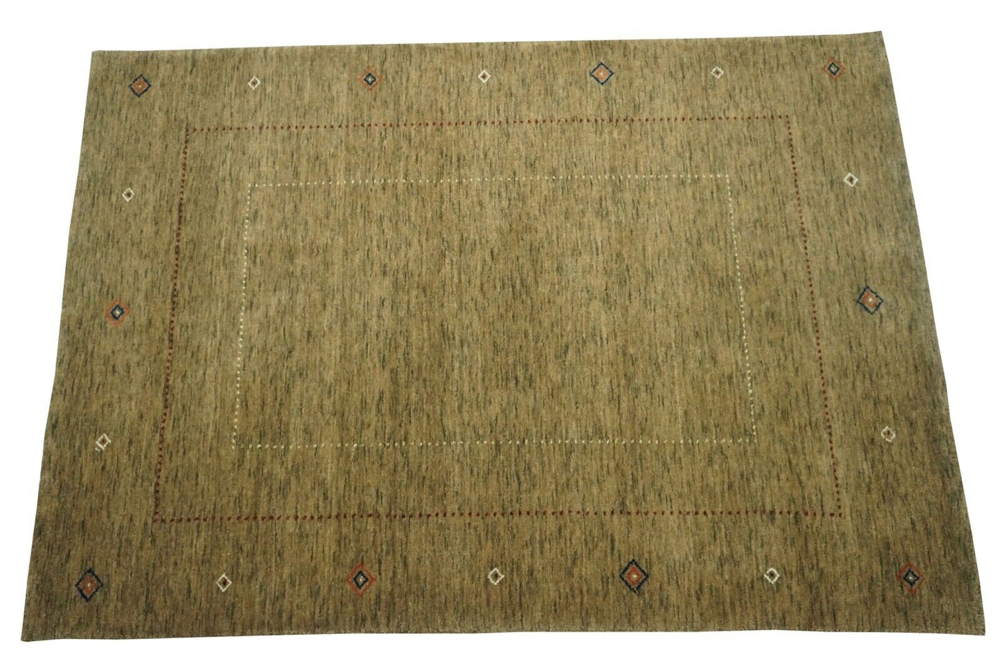 Gabbeh Teppich Dunkel Beige 100% Wolle 140x200 cm Orientteppich Handgewebt Lr677