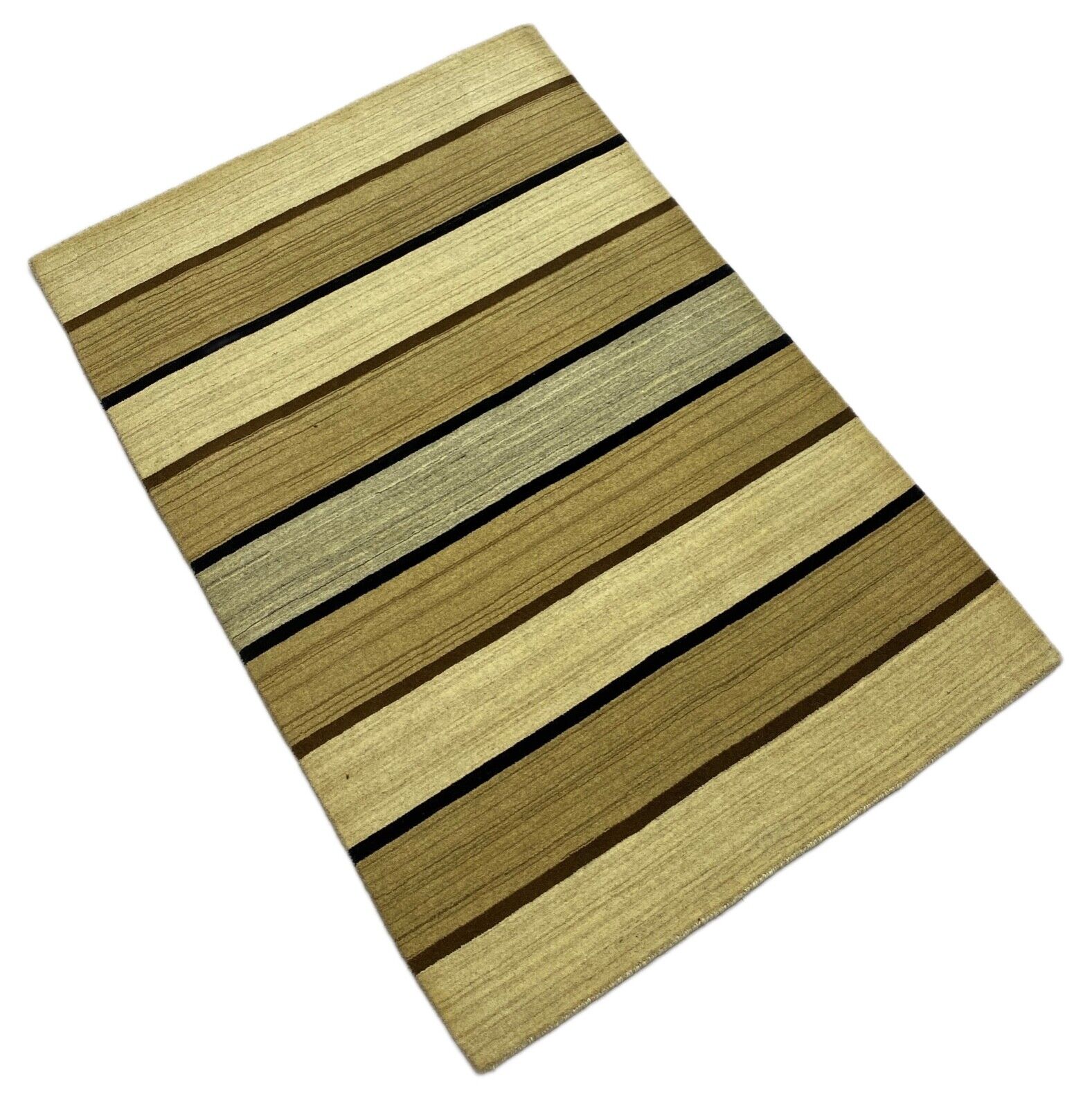 Teppich Gabbeh Beige Schwarz 100% Wolle lori Handgewebt 125x180 cm S28