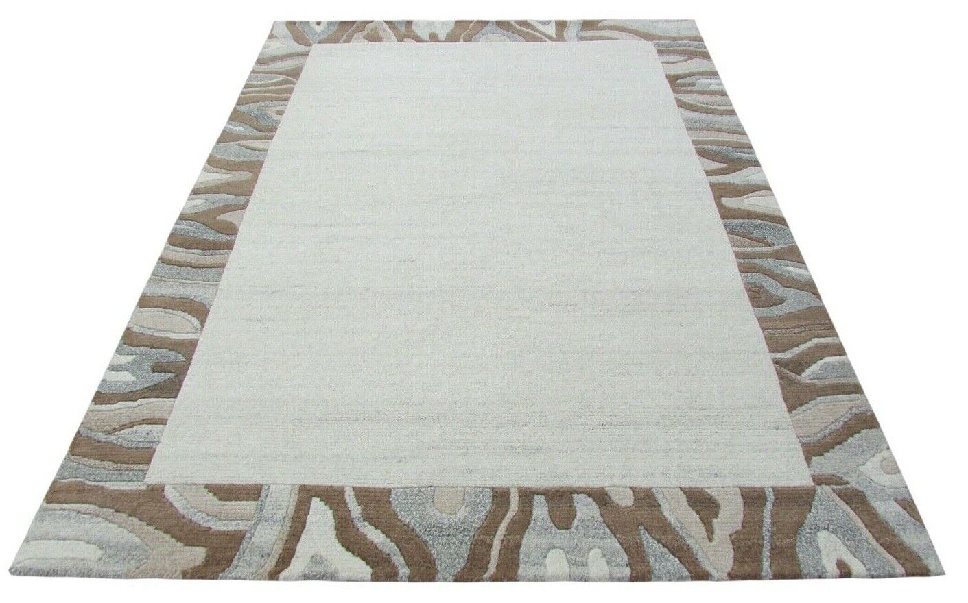 Nepal Teppich Handgeknüpft Beige Braun 100% Wolle Orientteppich 160x228 cm N-24