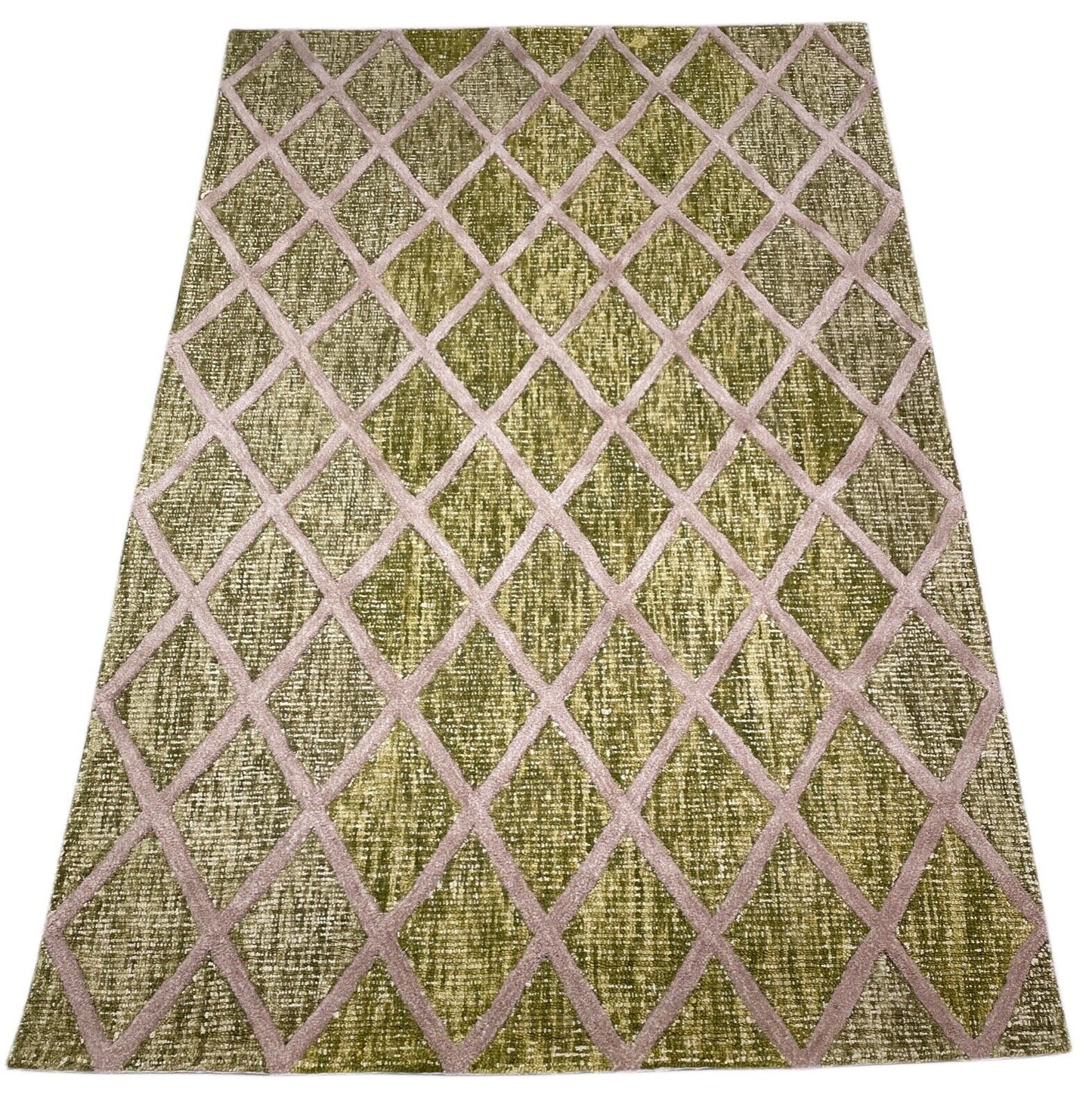 Grün Beige Grau Teppich 100% Wolle Handgetuftet Orientteppich 155X242 CM D-133