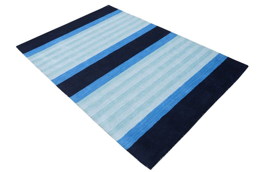 Blau Teppich 100% Wolle 160X230 cm Beige Orientteppich Handgetuftet HT271