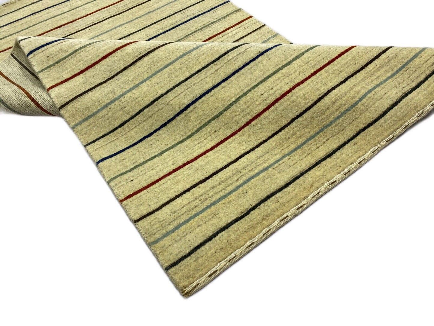 Gabbeh Teppich 100% Wolle Beige loom lori Handgewebt 120x180 cm S39