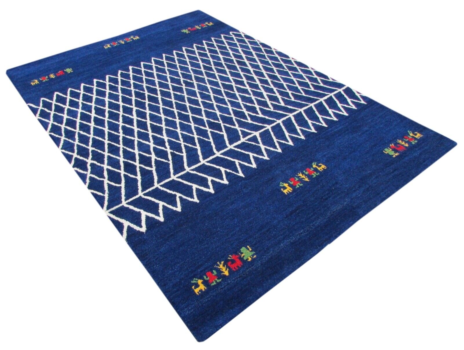 Alfombra hecha a mano, 100% lana, 160x230 cm, azul, alfombra oriental, tufted a mano, T803