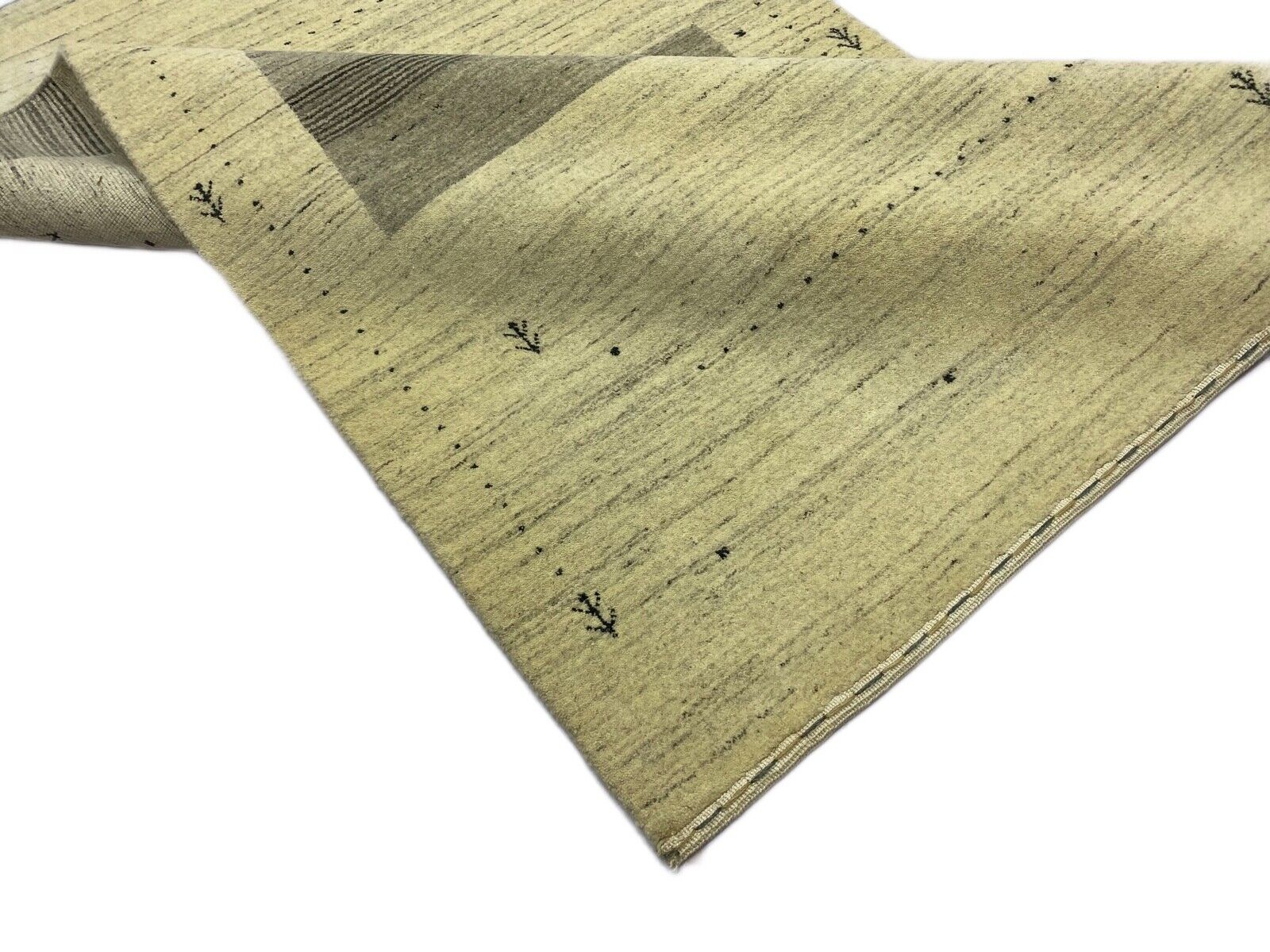 Gabbeh Teppich 100% Wolle Grau Beige loom lori Handgewebt 120x180 cm S25