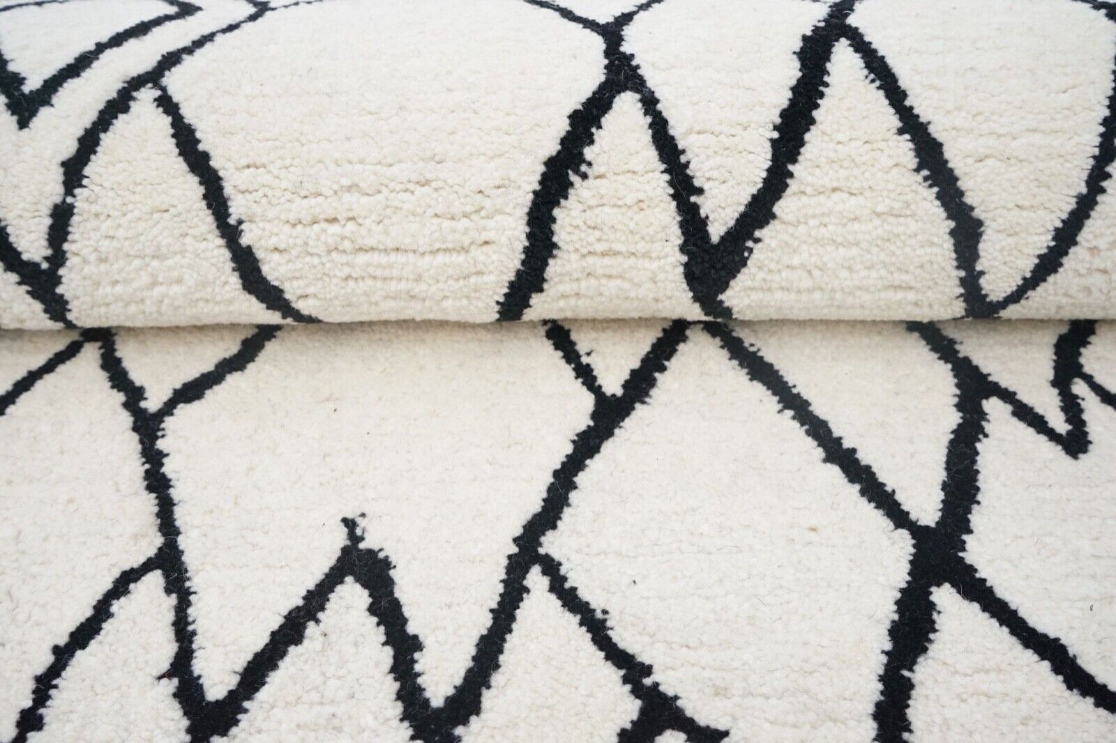 Elfenbeinfarbe Teppich 100% Wolle 160X230 cm Orientteppich Handgetuftet HT394