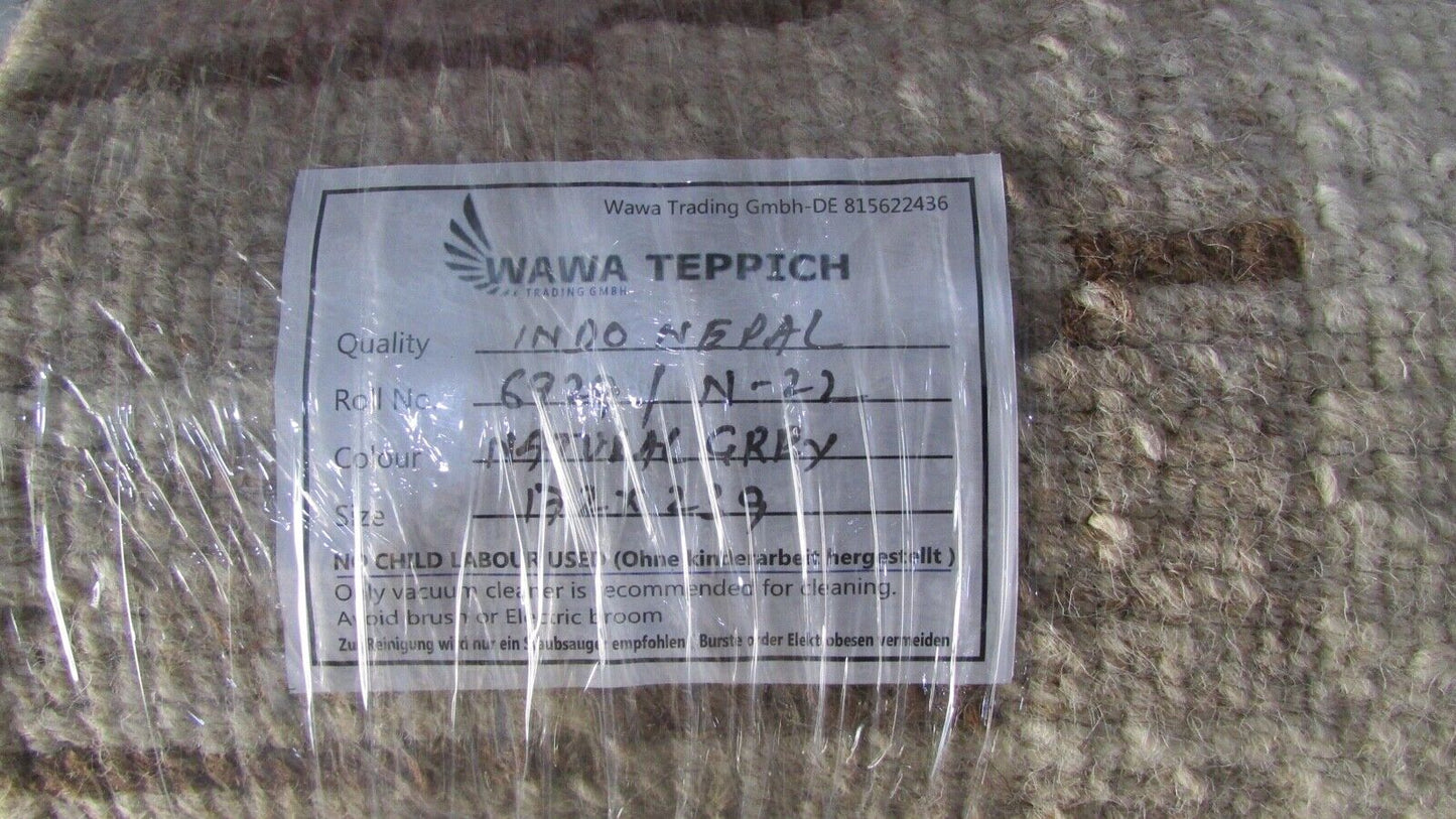Nepal Teppich Handgeknüpft Beige Grau 100% Wolle Orientteppich 170x240 cm N-22