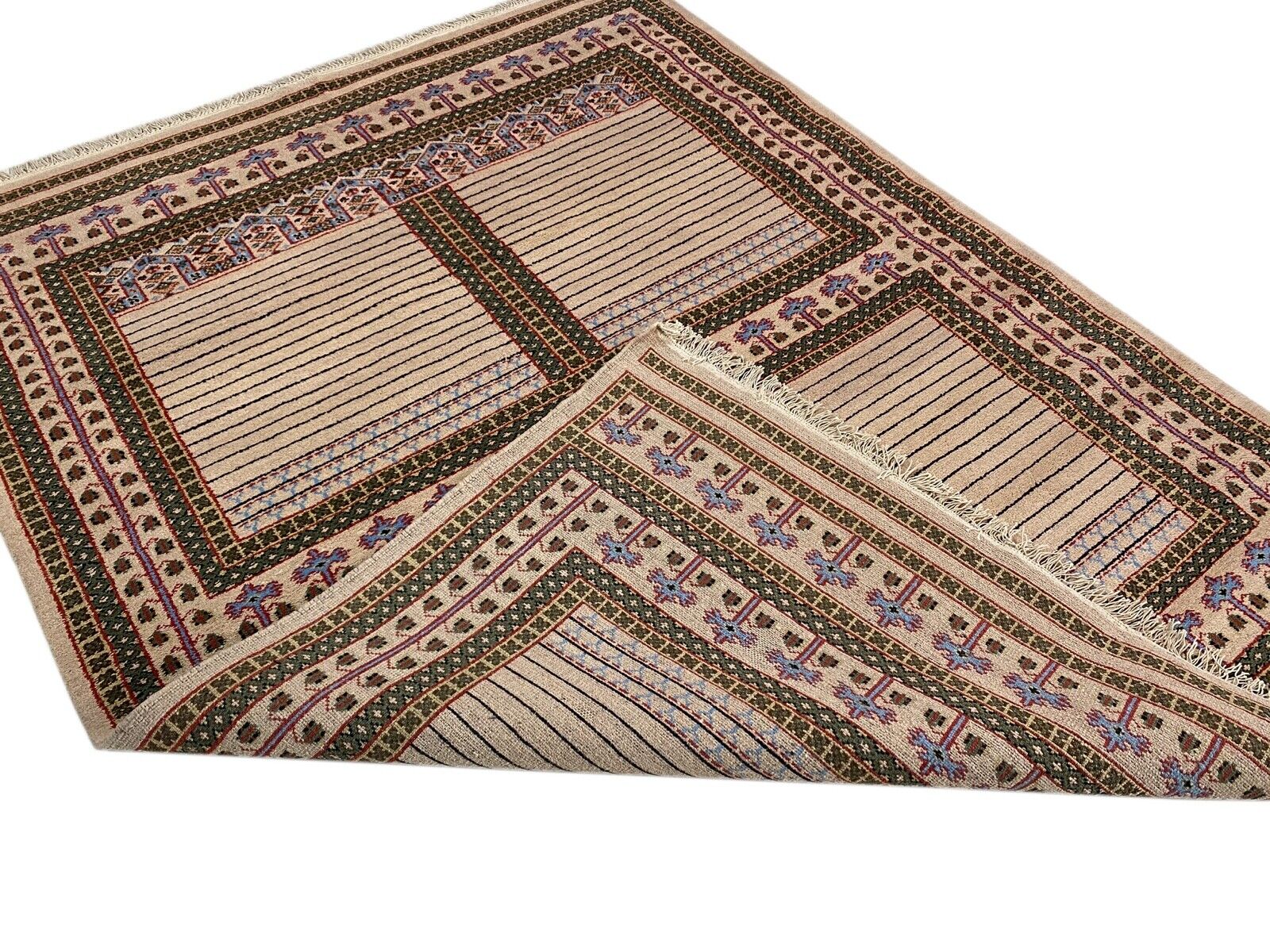 Orientteppich Teppich 100% Wolle Beige Handgeknüpft Kashan 158x220 cm