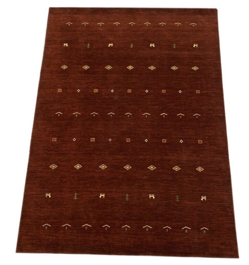 Gabbeh Teppich Braun 100% Wolle 170x240 cm Handgewebt Lori loom WR85