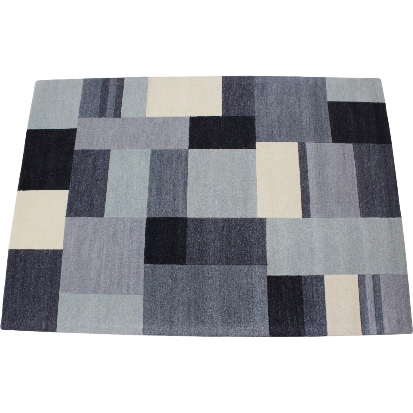Teppich 100% Wolle HellBlau Beige 160X230 cm Orientteppich Handgetuftet HT234