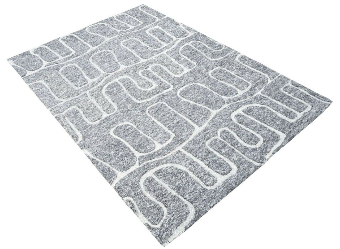 Grau Teppich 100% Wolle 160X230 cm Orientteppich Handgetuftet HT285