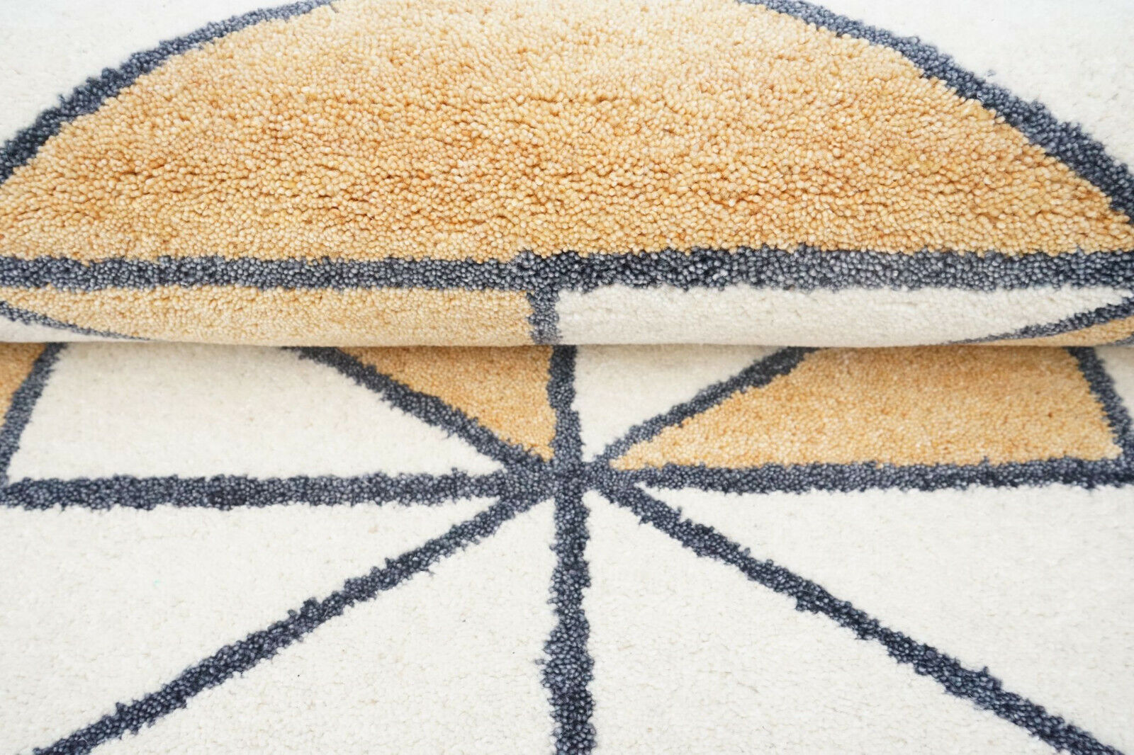 Beige Gold Orange 160x230 cm Teppich 100% Wolle Orientteppich Handgetuftet HT407