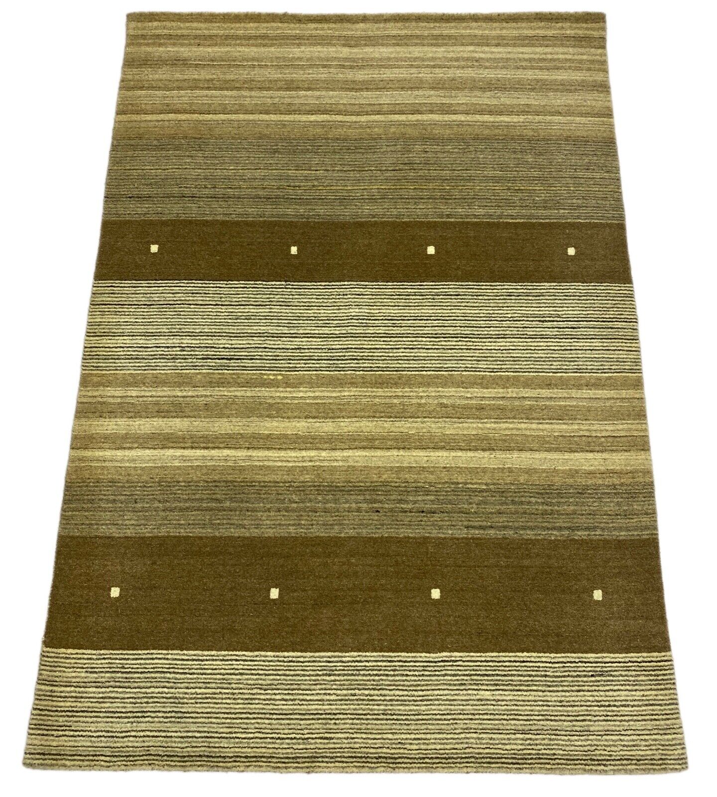 Gabbeh Teppich 100% Wolle Braun Beige loom lori Handgewebt 128x182 cm S140