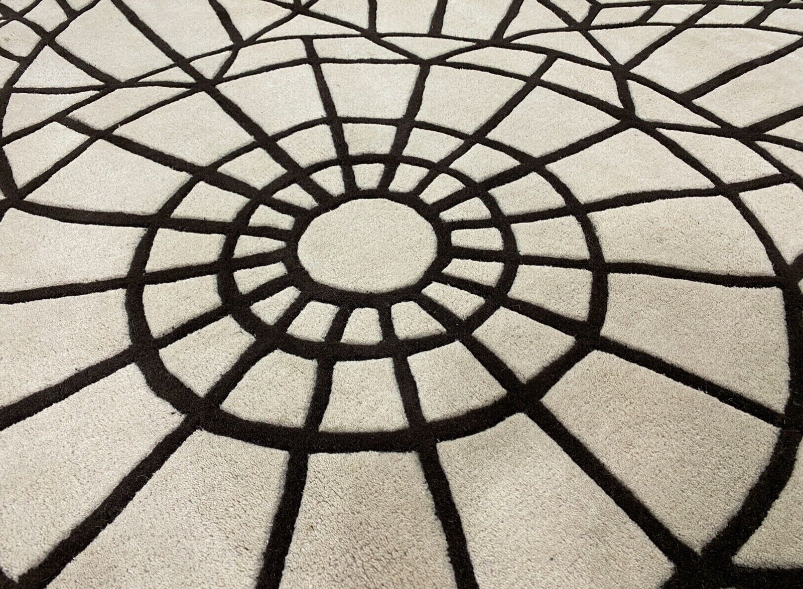 Tappeto rotondo, 100% lana, beige, annodato a mano, circa 220 x 220 cm, tappeto orientale, moderno