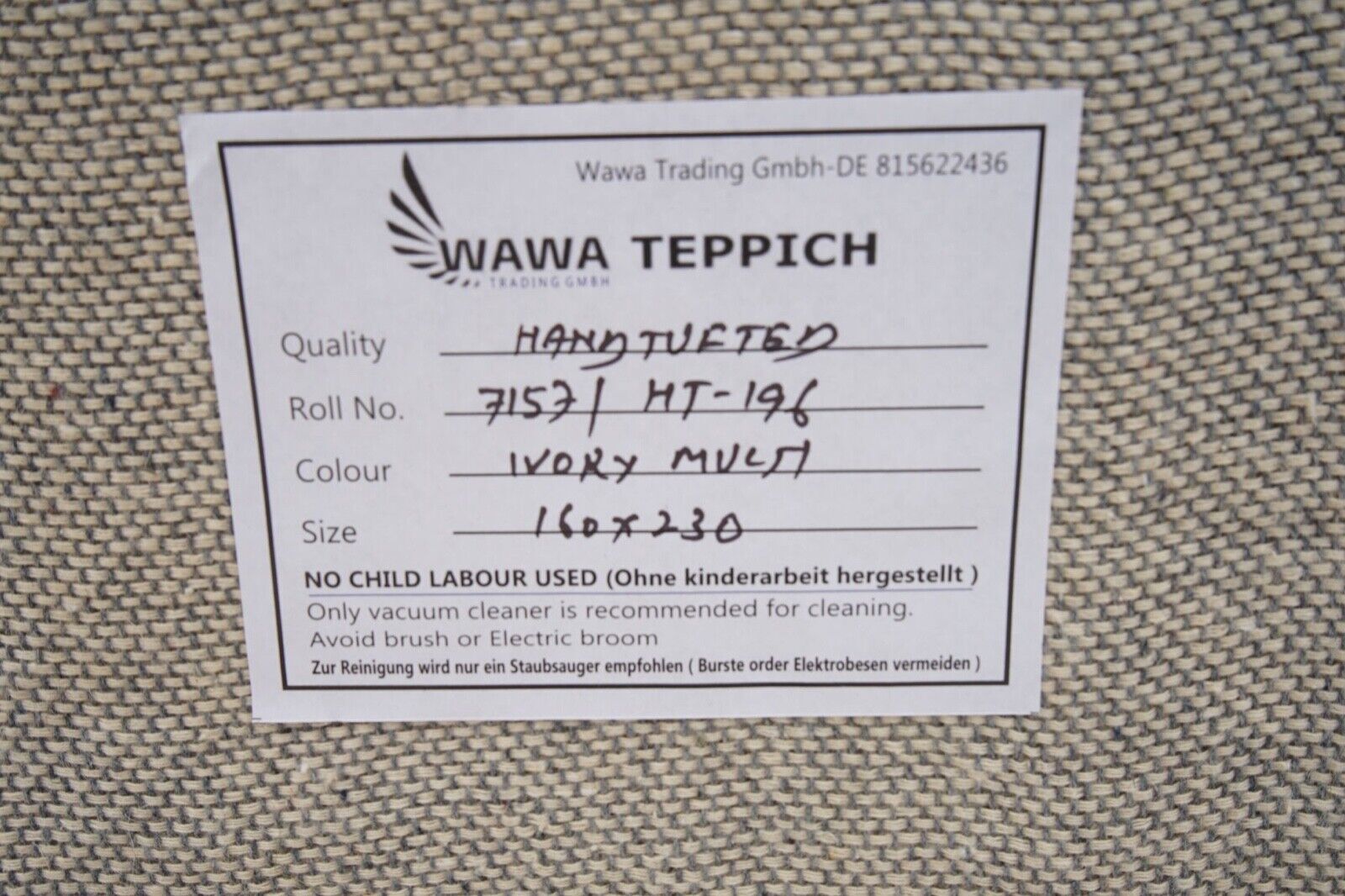 Teppich 100% Wolle Grau Braun 160X230 cm Natürliche Wolle Handgetuftet HT196