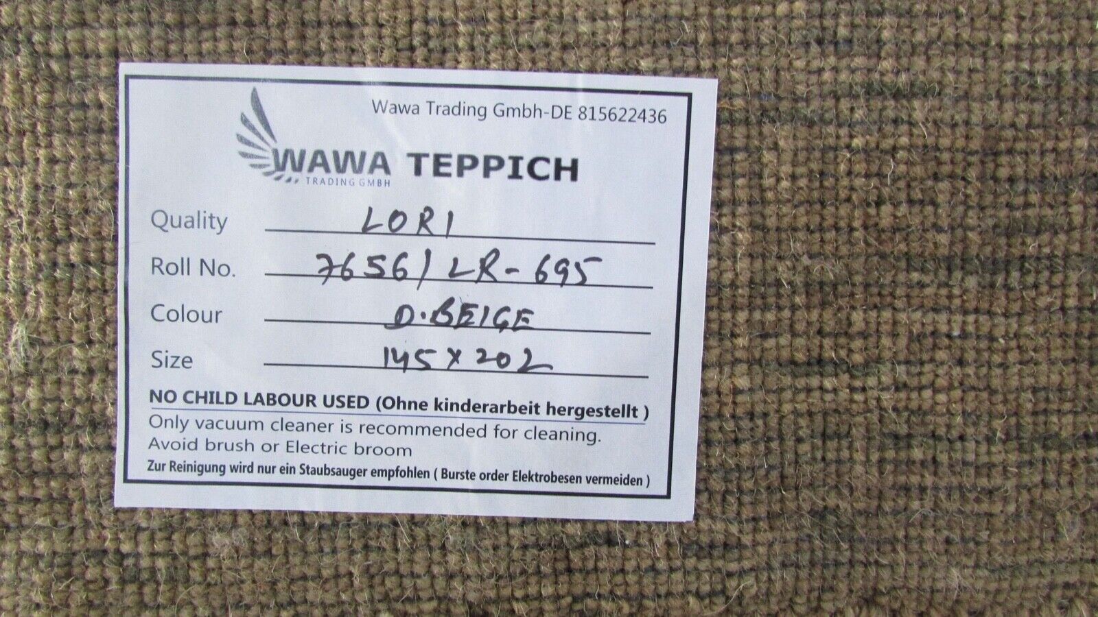 DunkelBeige Beige Gabbeh Teppich Handgewebt 100% Wolle 140x200 cm Lori Lr694