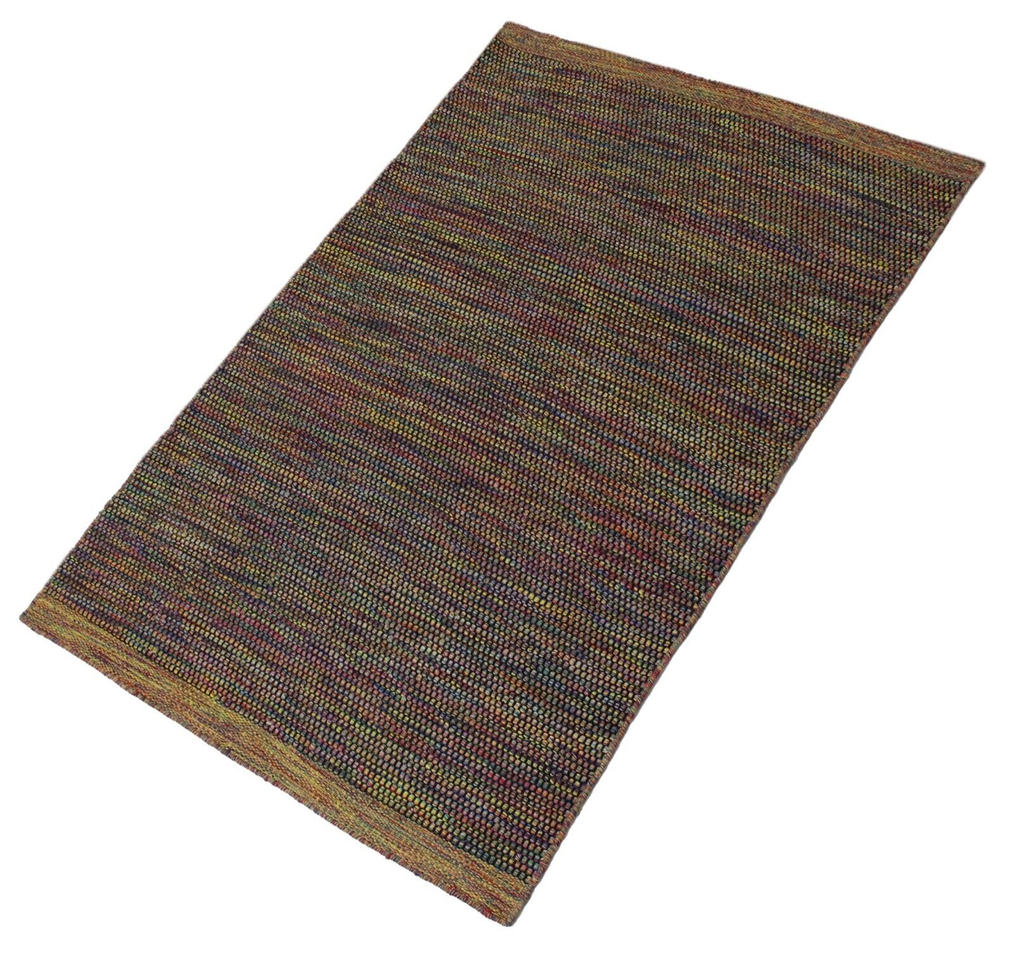 Wohnzimmer 100% wolle Teppich Flachgewebe Bunt Orange Gold 120x180 cm Kilim