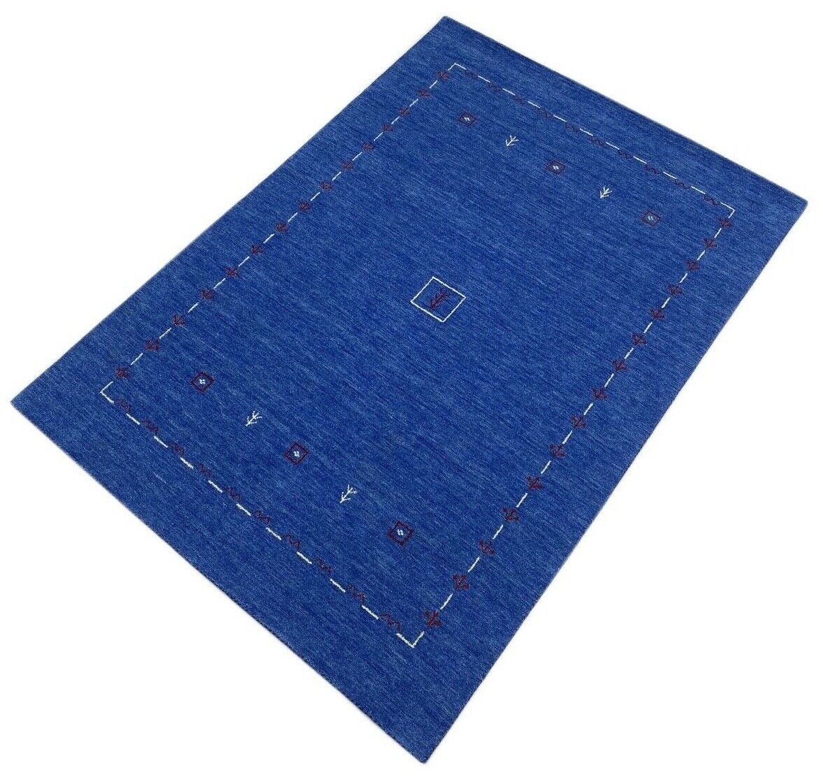 Tappeto Gabbeh blu per soggiorno 100% lana 170x240 cm Tessuto a mano orientale W1