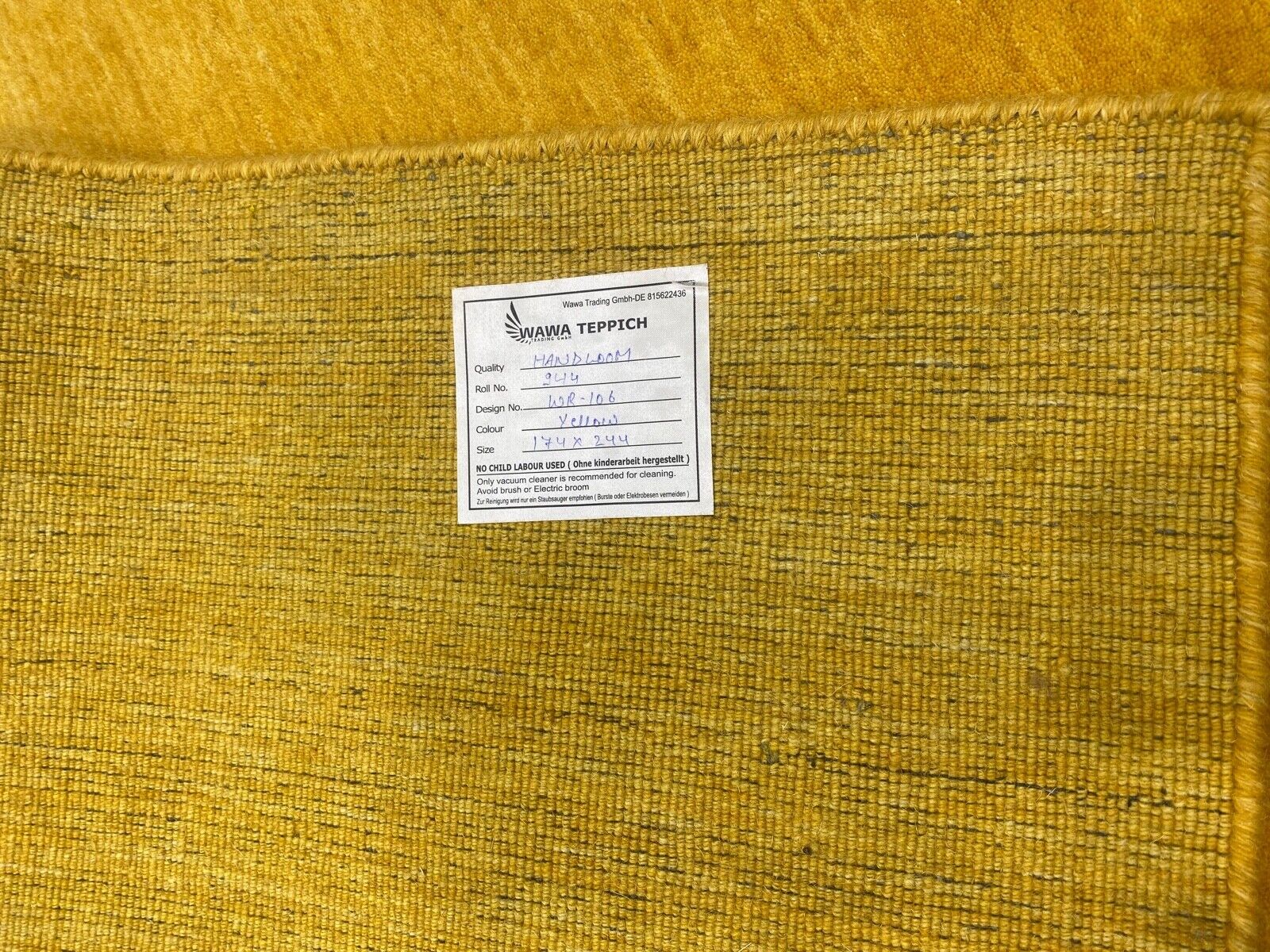 Gelb Gold Gabbeh Teppich 100% Wolle 174x244 cm Orient Handgewebt Wr106