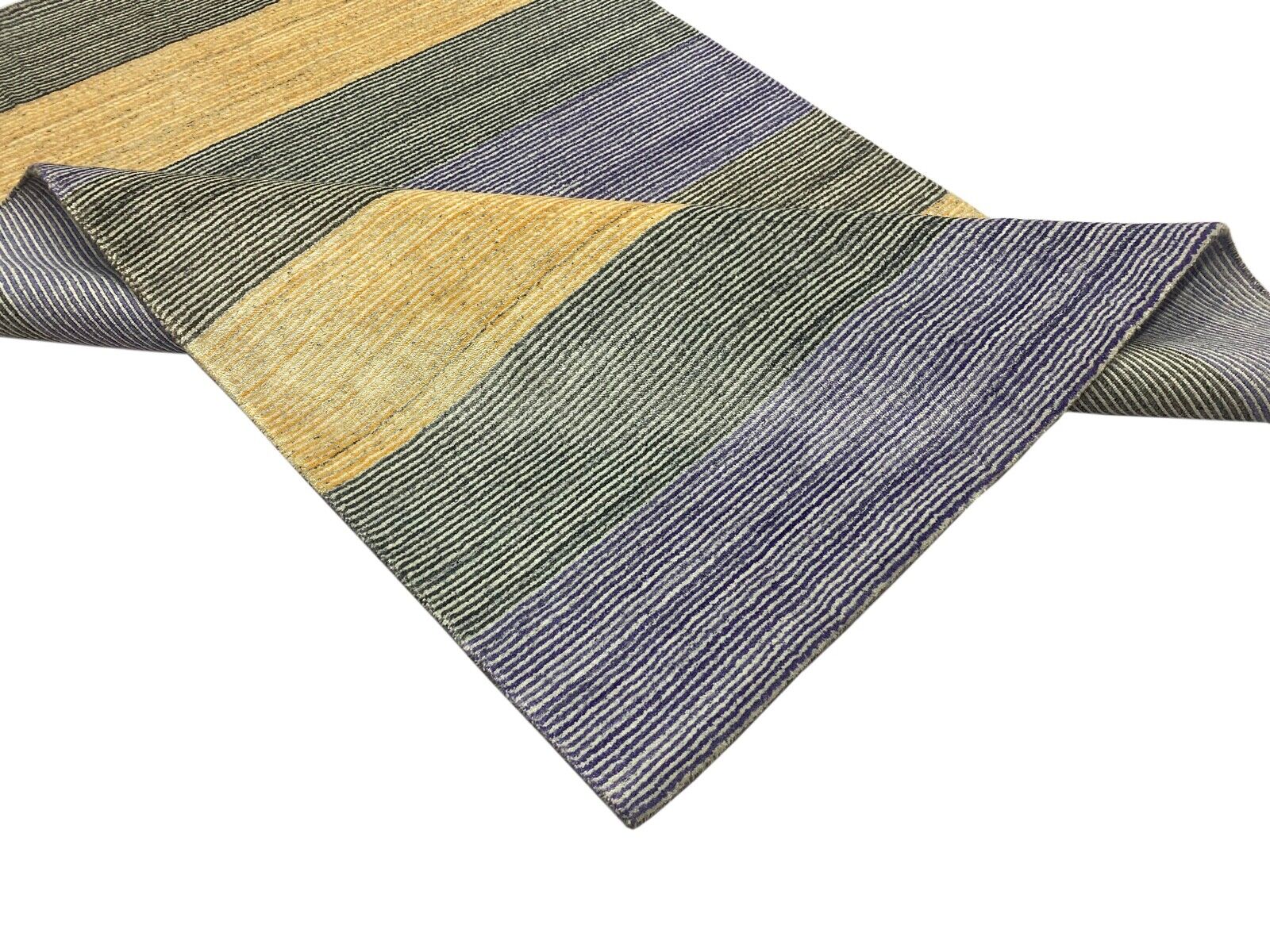 Gabbeh tepih, žuti, sivi, ružičasti, vuna, viskoza, Loom Lori, ručno tkan, 120x178 cm, S26