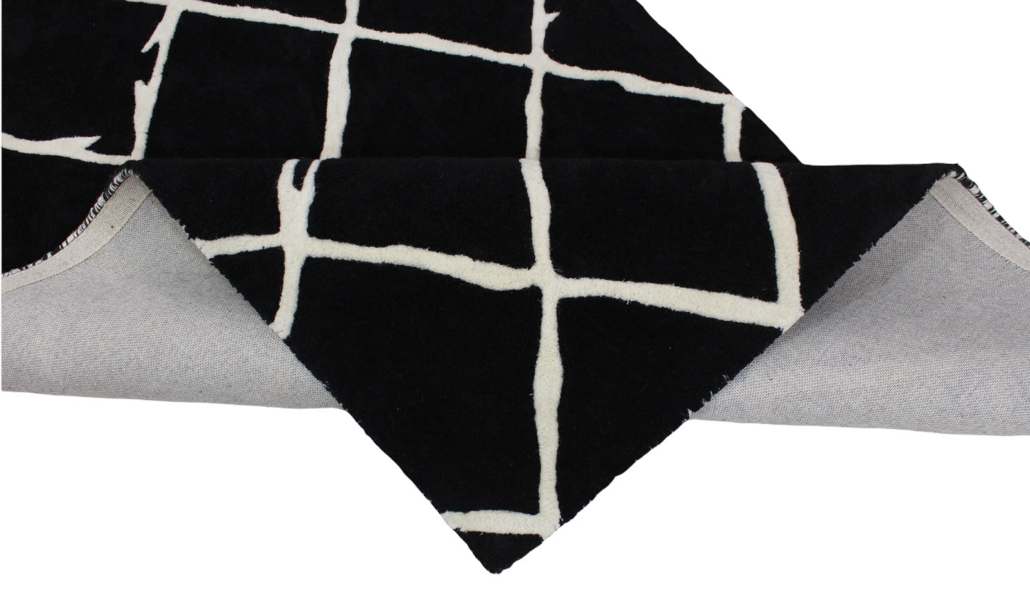 Schwarz Beige 100% Wolle Teppich 120X180 CM Handarbeit Handgetuftet ME1