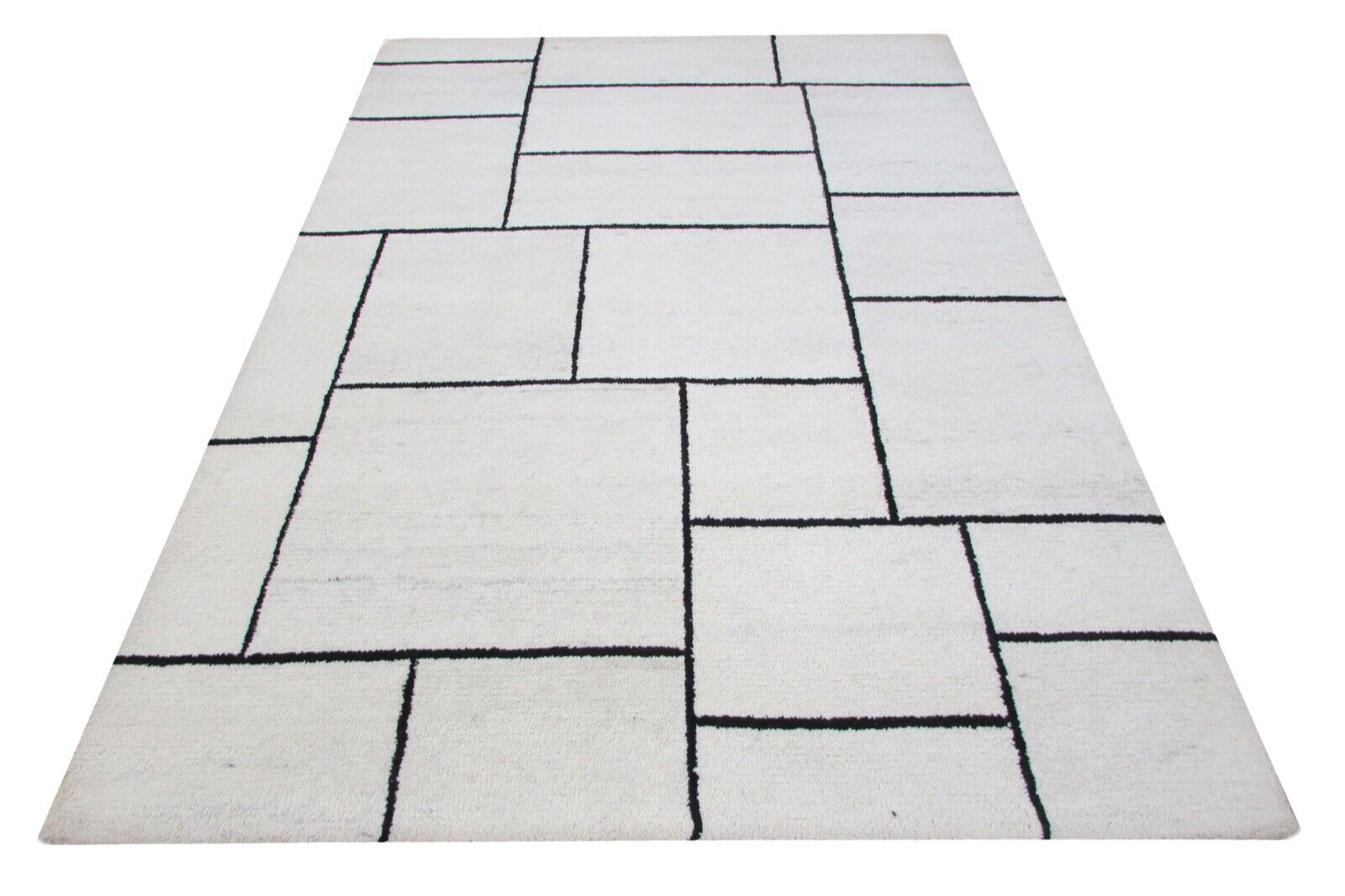 Elfenbeinfarbe Teppich 100% Wolle béžová 160X230 cm Handarbeit Handgetuftet T817