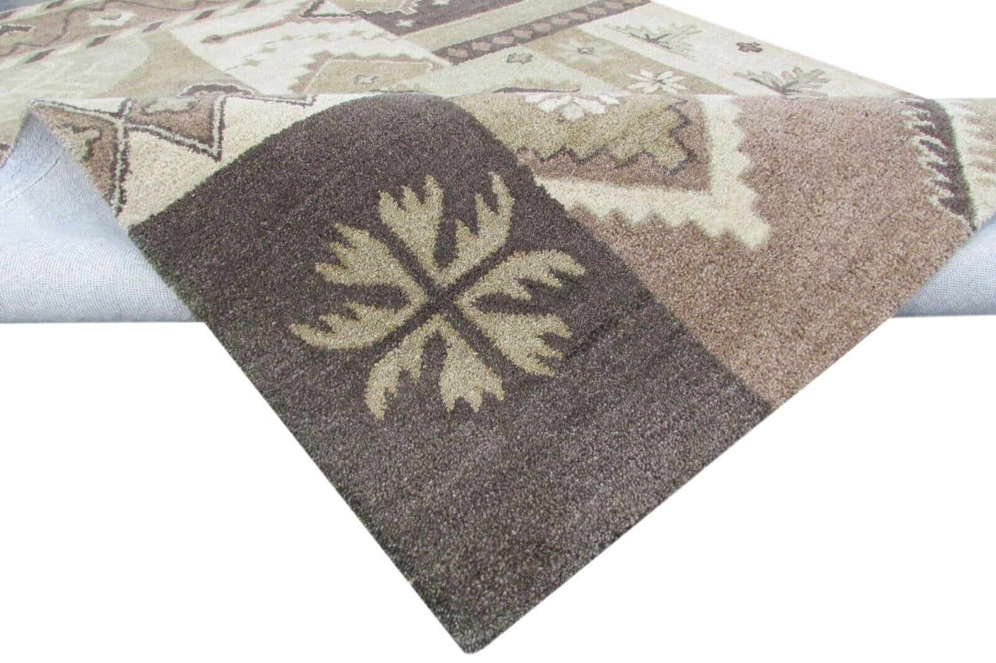 Braun Teppich 100% Wolle 160X230 cm Handarbeit Handgetuftet T840