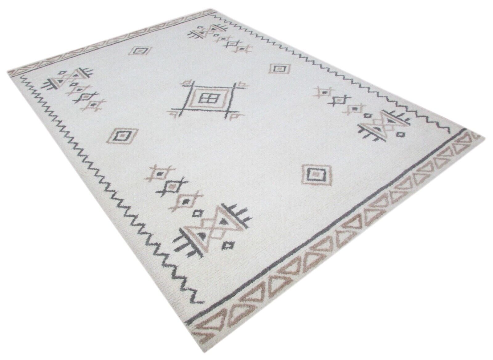 Beige brown rug, 100% wool, 160x230 cm, handmade, hand-tufted, T851