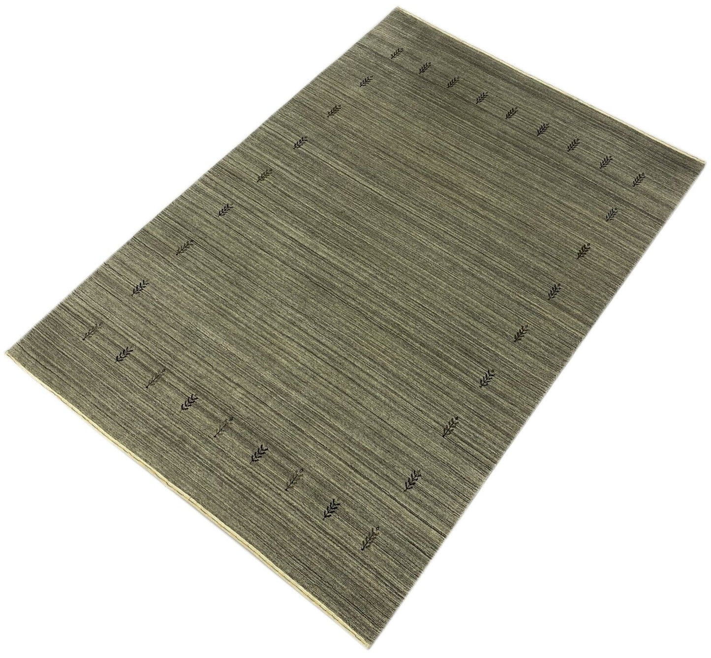 Silber Grau Wohnzimmer Gabbeh Teppich 100% Wolle 162x242 cm Handgewebt WR82