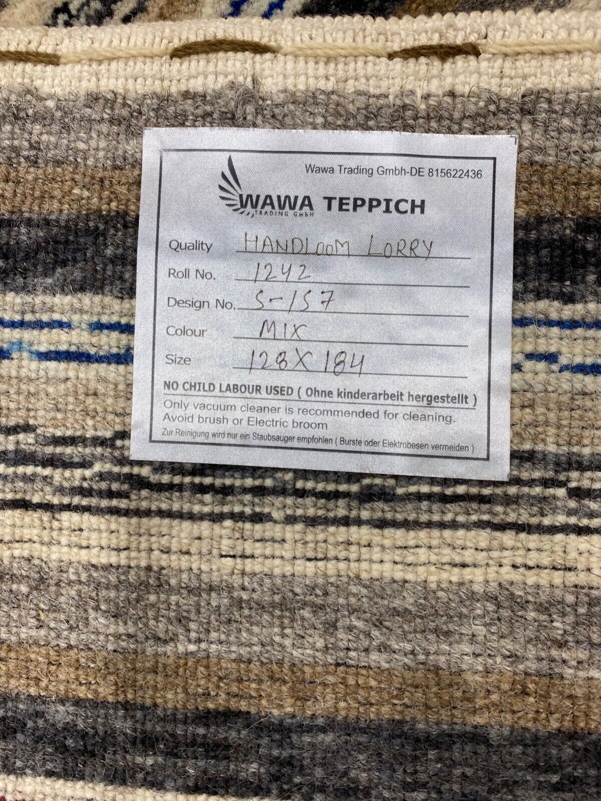 Gabbeh Teppich 100% Wolle Grau Beige Braun loom lori Handgewebt 128x184 cm S157